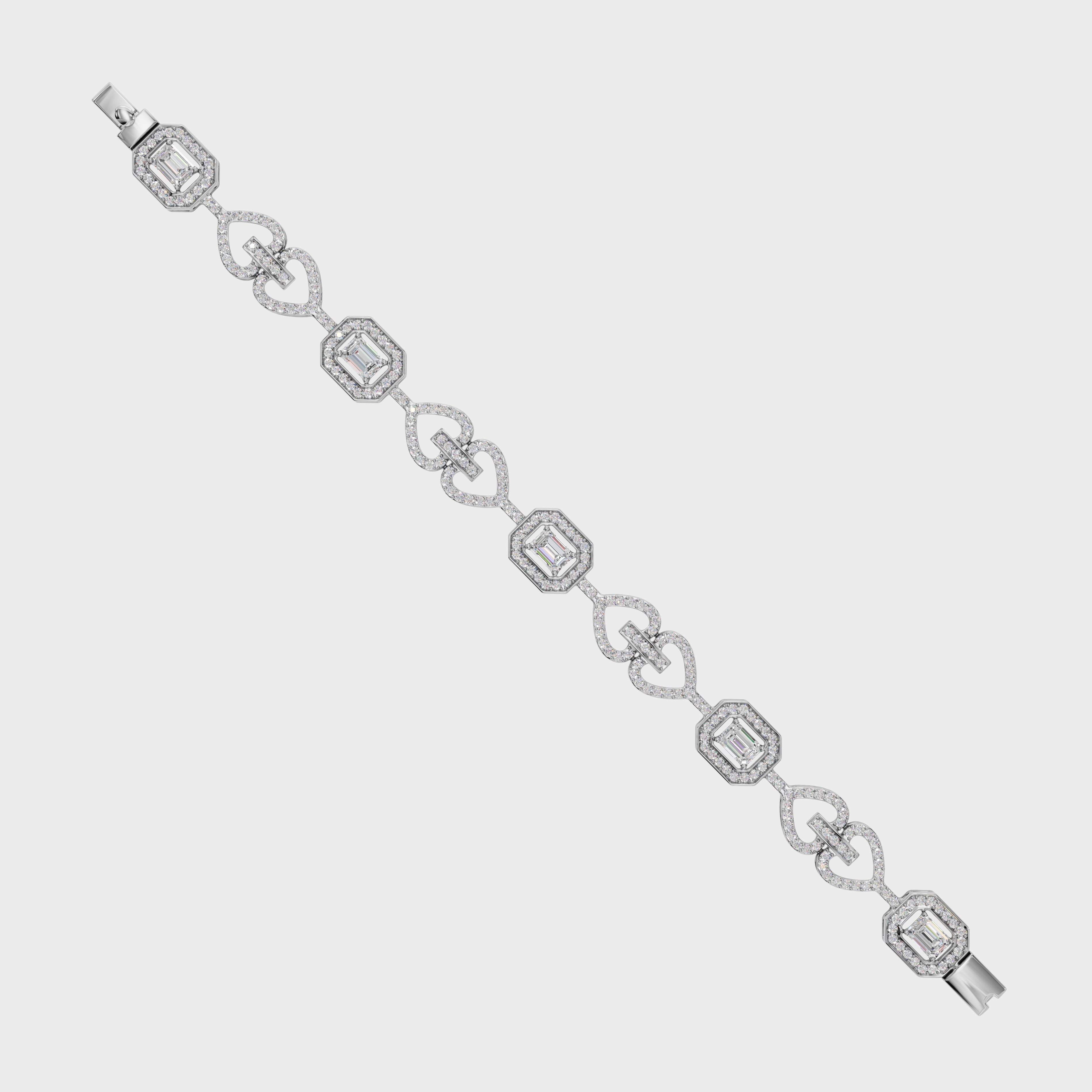Luminous Heart Chain Emerald Cut Bracelet