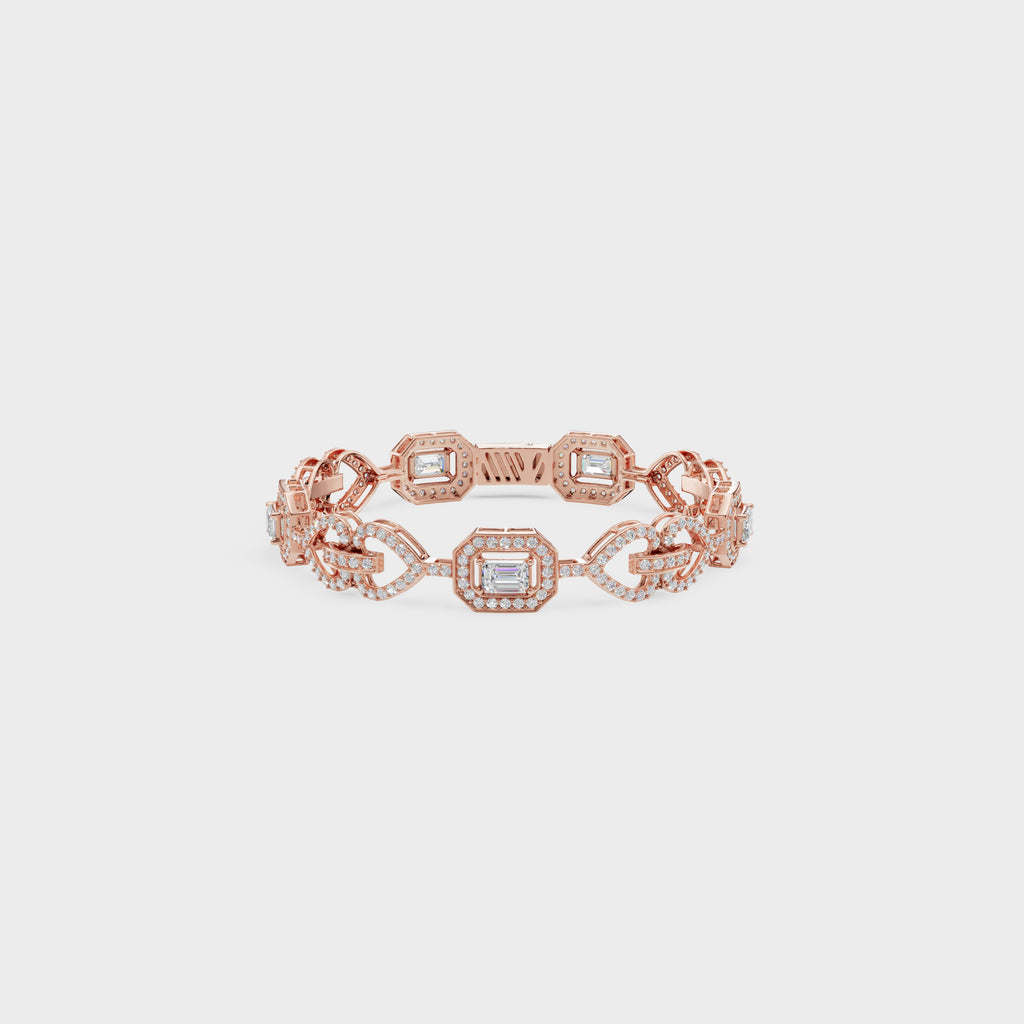 Luminous Heart Chain Emerald Cut Bracelet