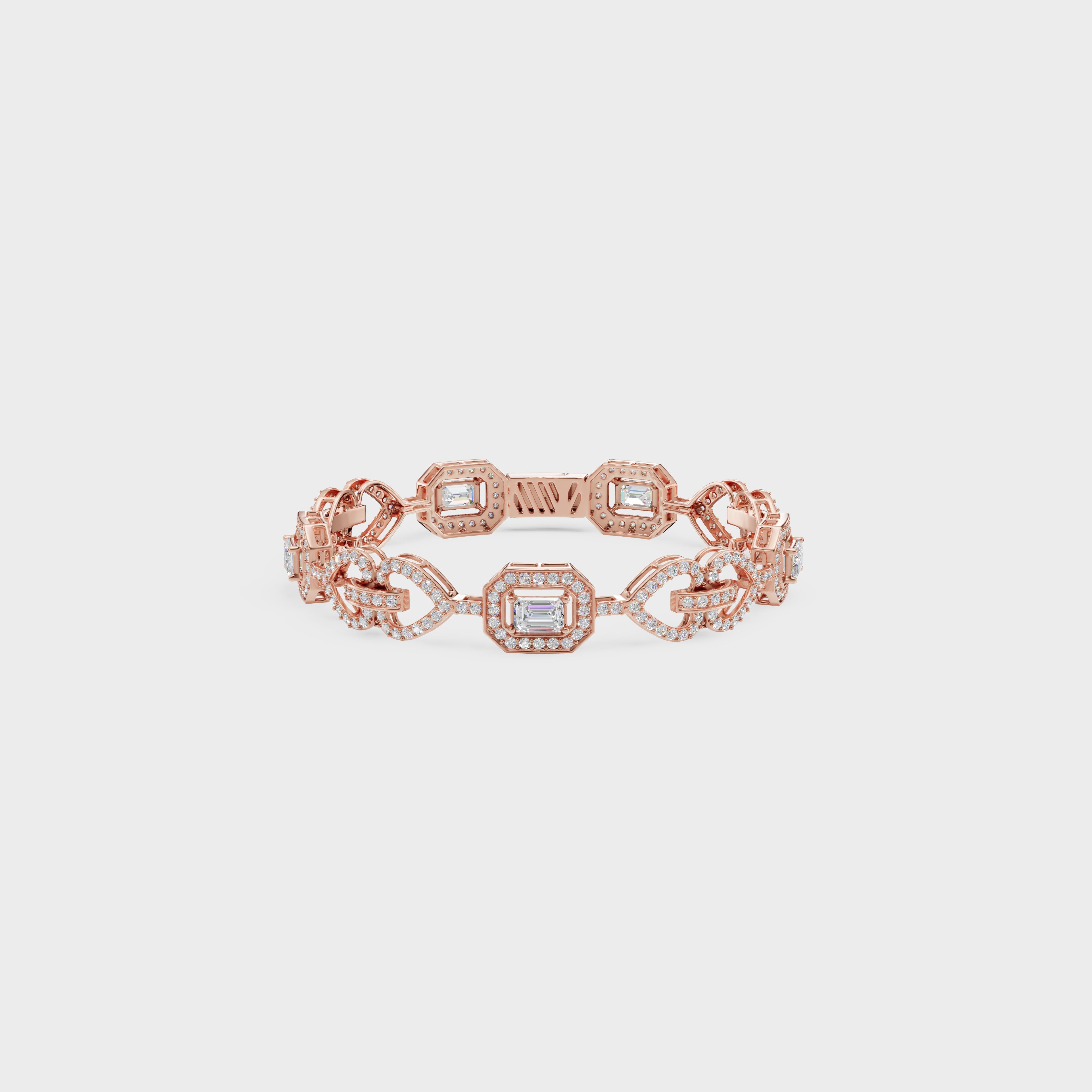 Luminous Heart Chain Emerald Cut Bracelet