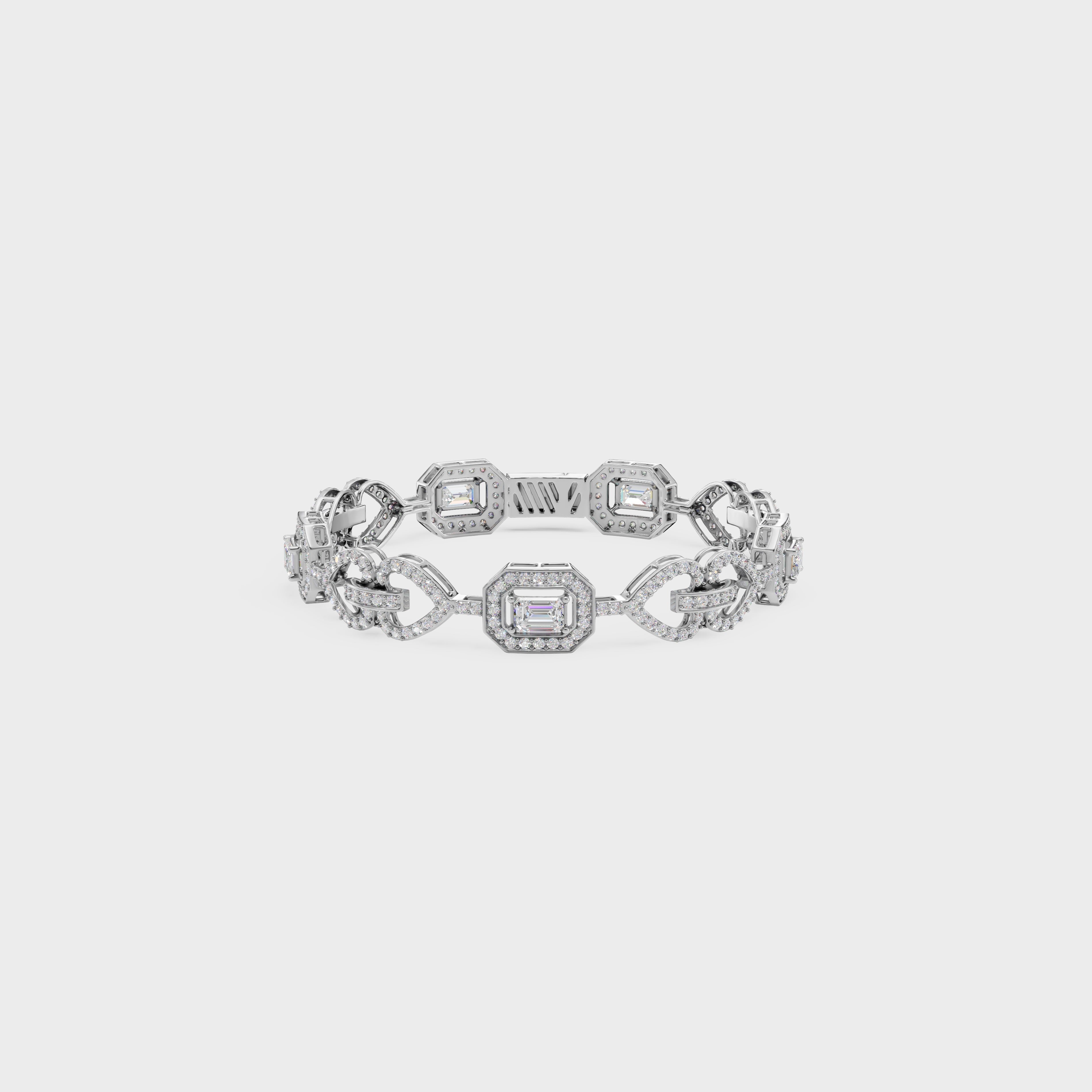 Luminous Heart Chain Emerald Cut Bracelet