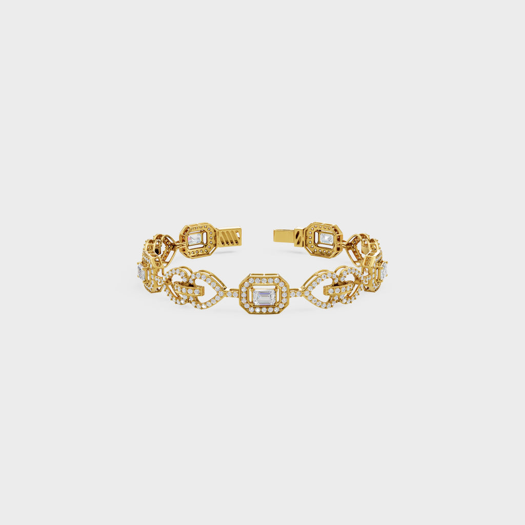 Luminous Heart Chain Emerald Cut Bracelet