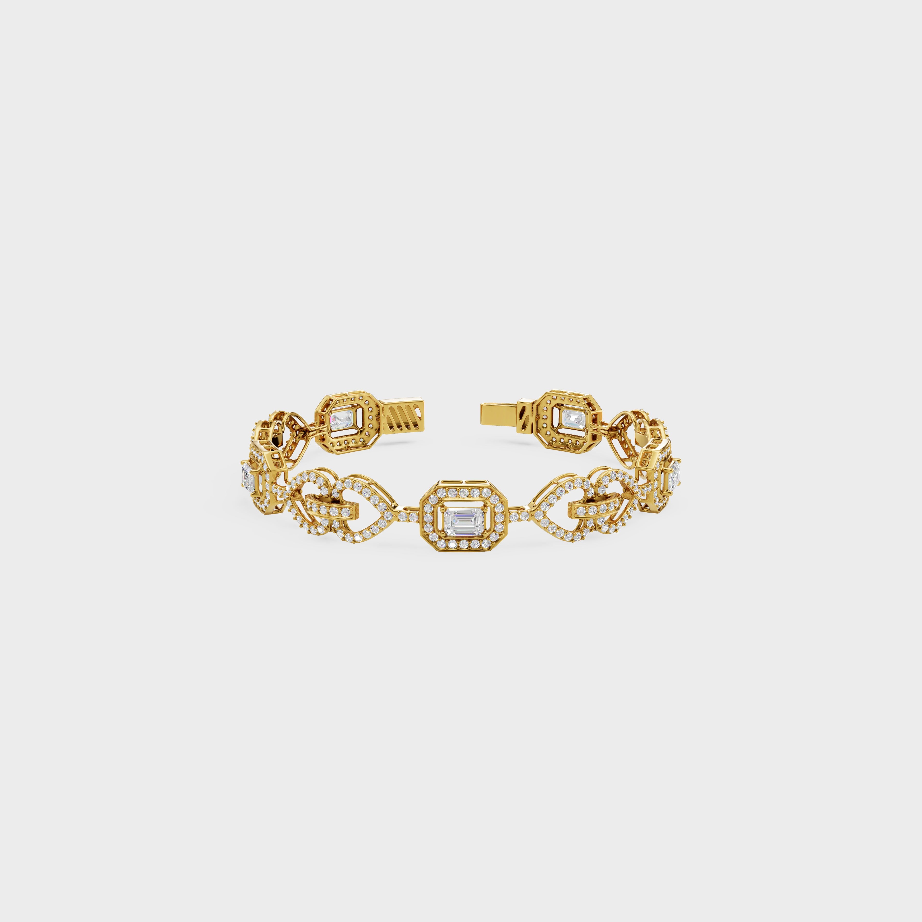 Luminous Heart Chain Emerald Cut Bracelet