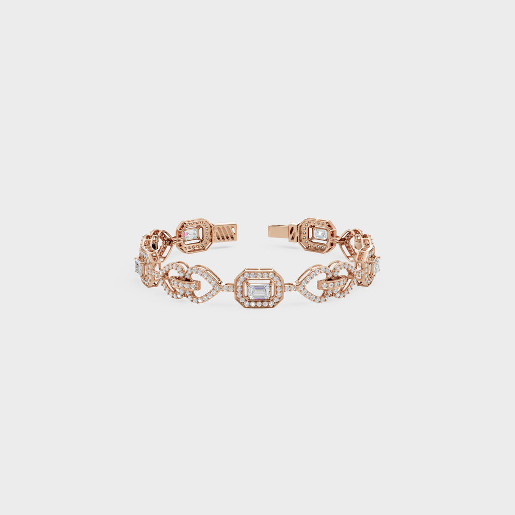 Luminous Heart Chain Emerald Cut Bracelet