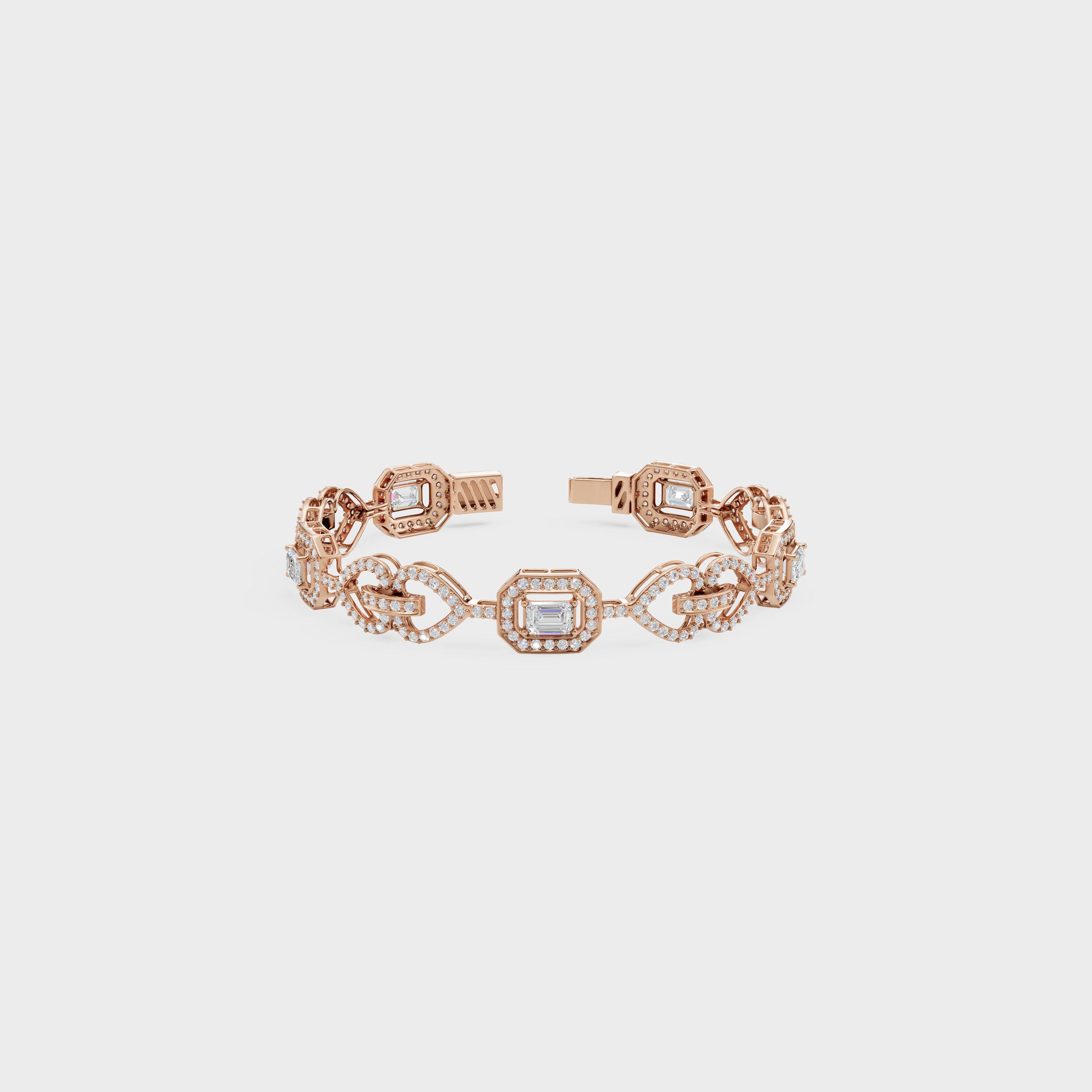 Luminous Heart Chain Emerald Cut Bracelet