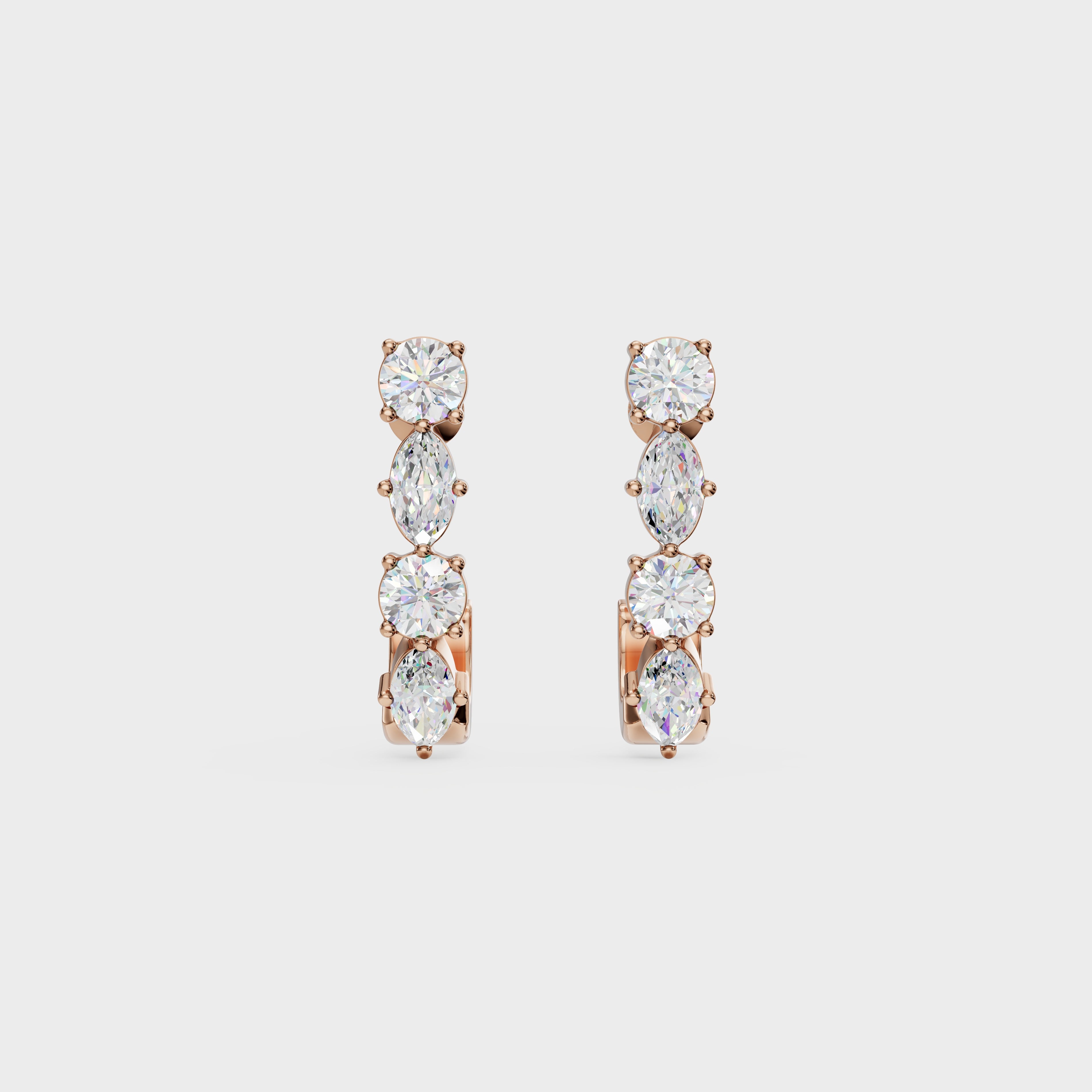Round & Marquise Diamond Hoops