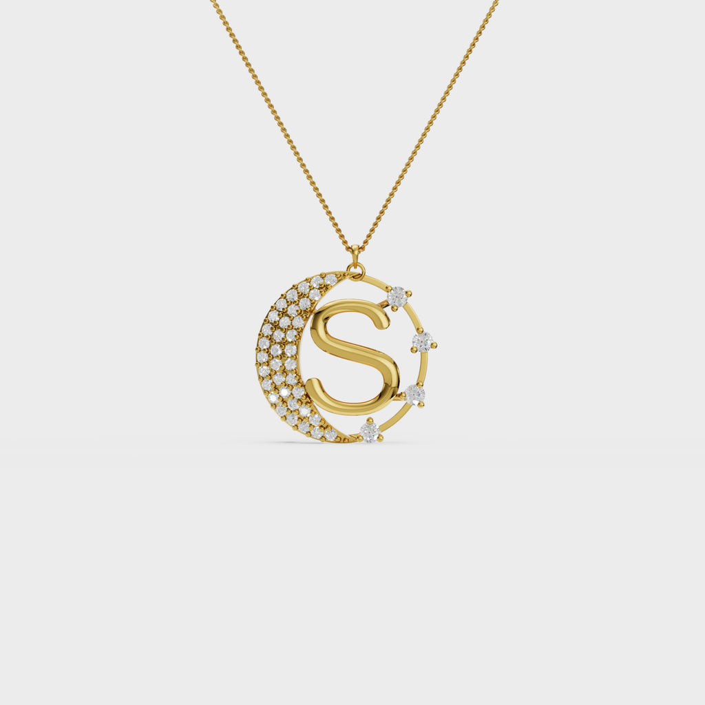 Crescent S Intial Pendant