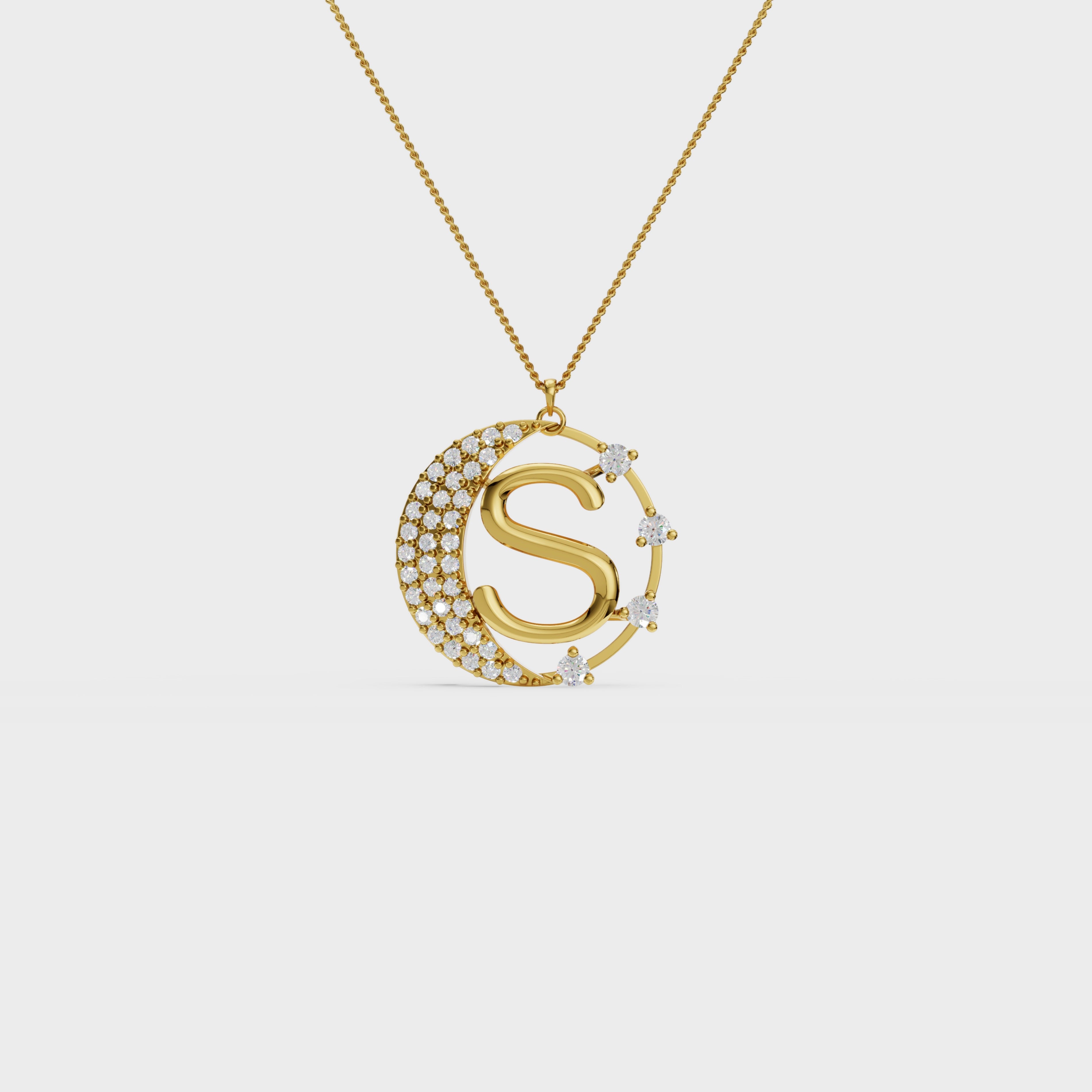 Crescent S Intial Pendant