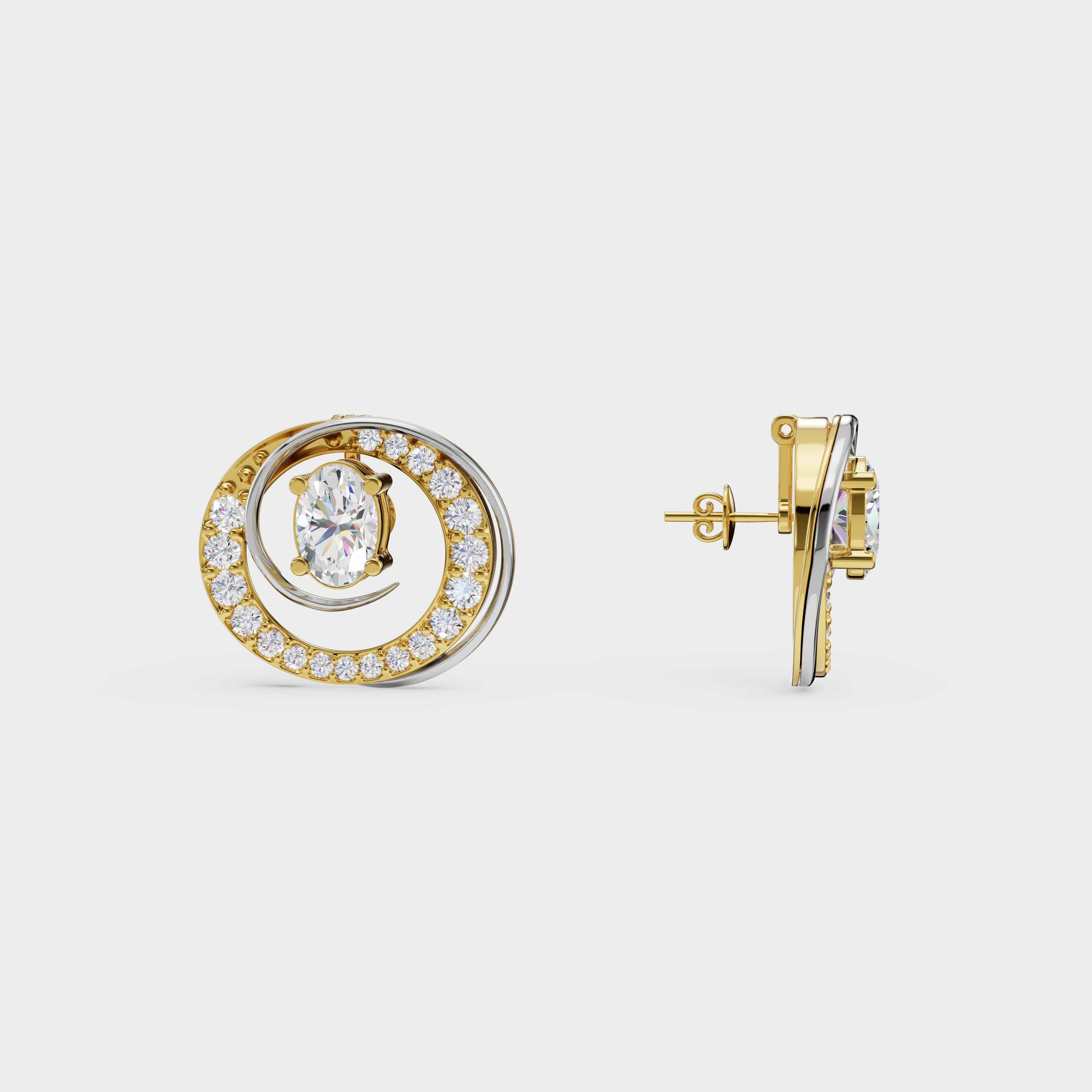 2 in One Oval cut stud & Earrings