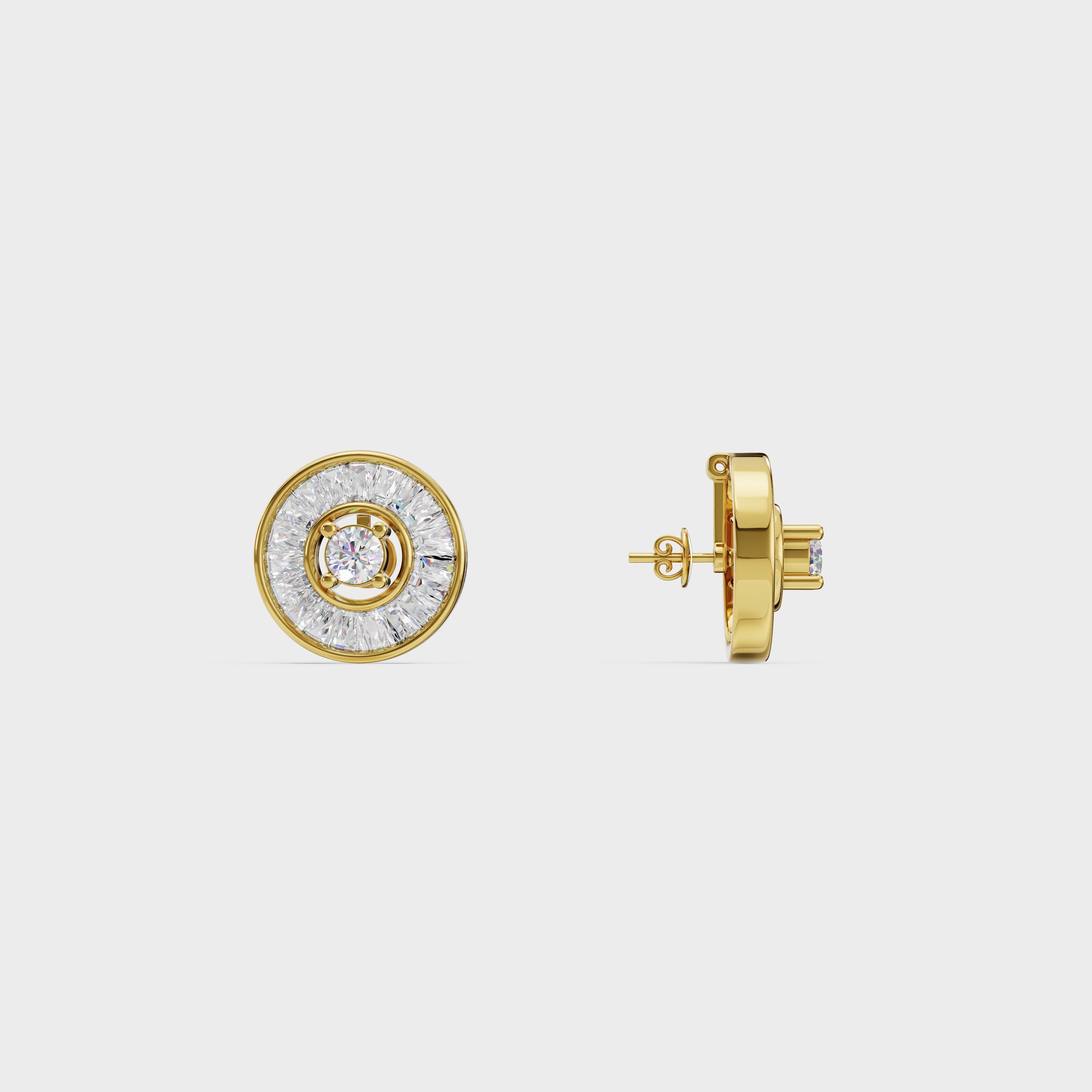Radial Baguette Diamond Studs Earrings