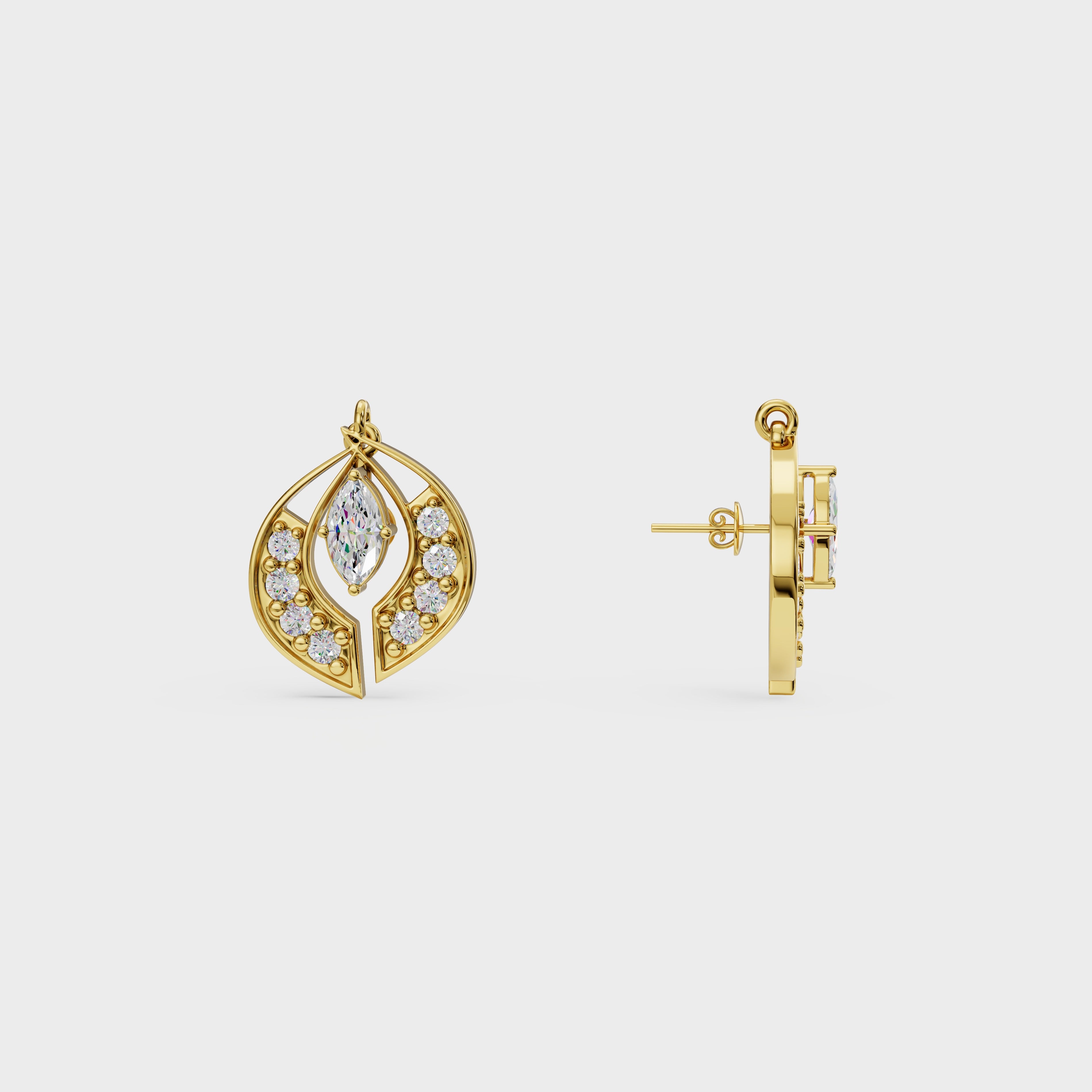 Marquise Cut 2 in 1 Stud And Drops