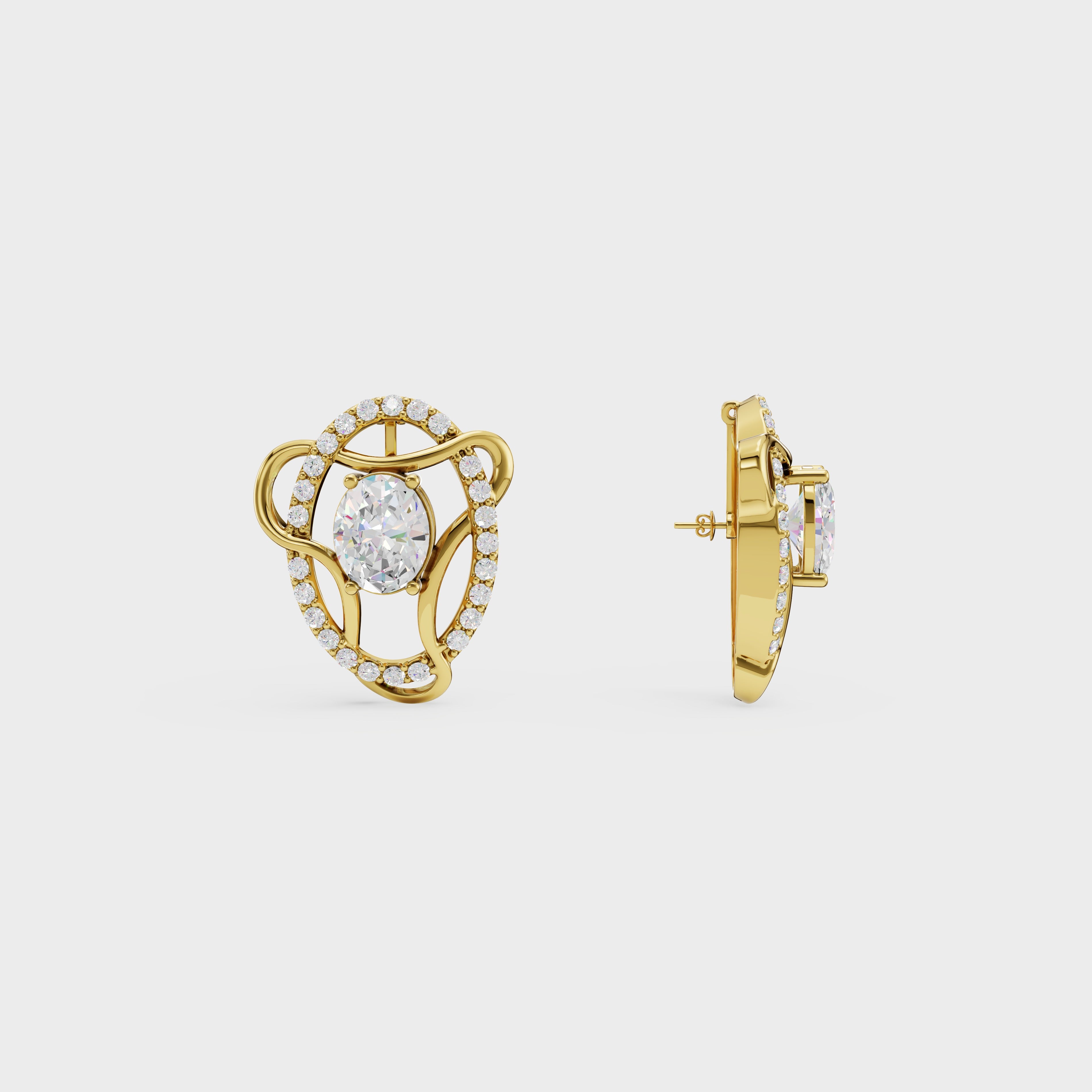 Diamond Swirl Halo Earrings