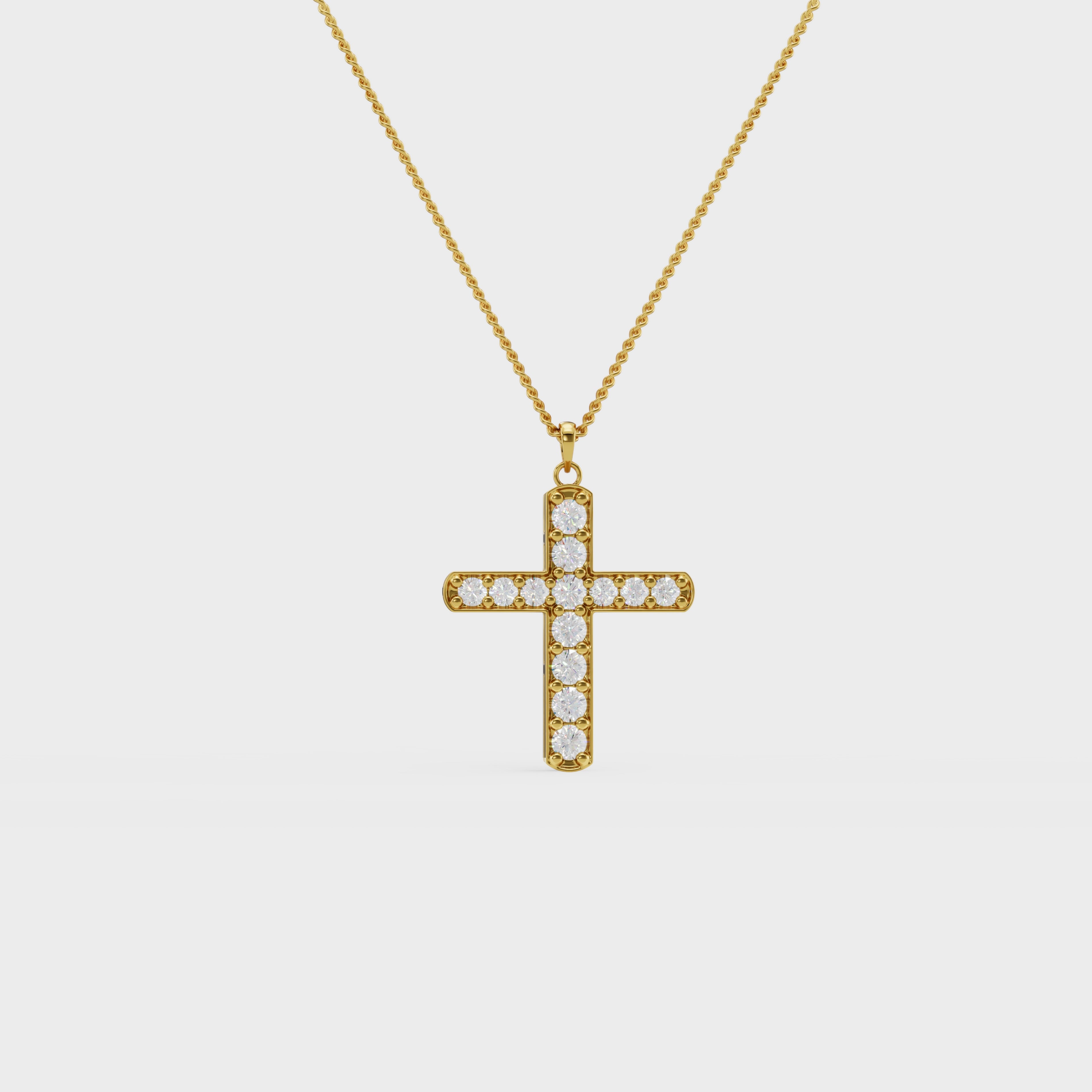Christian Cross Round Diamond Pendant