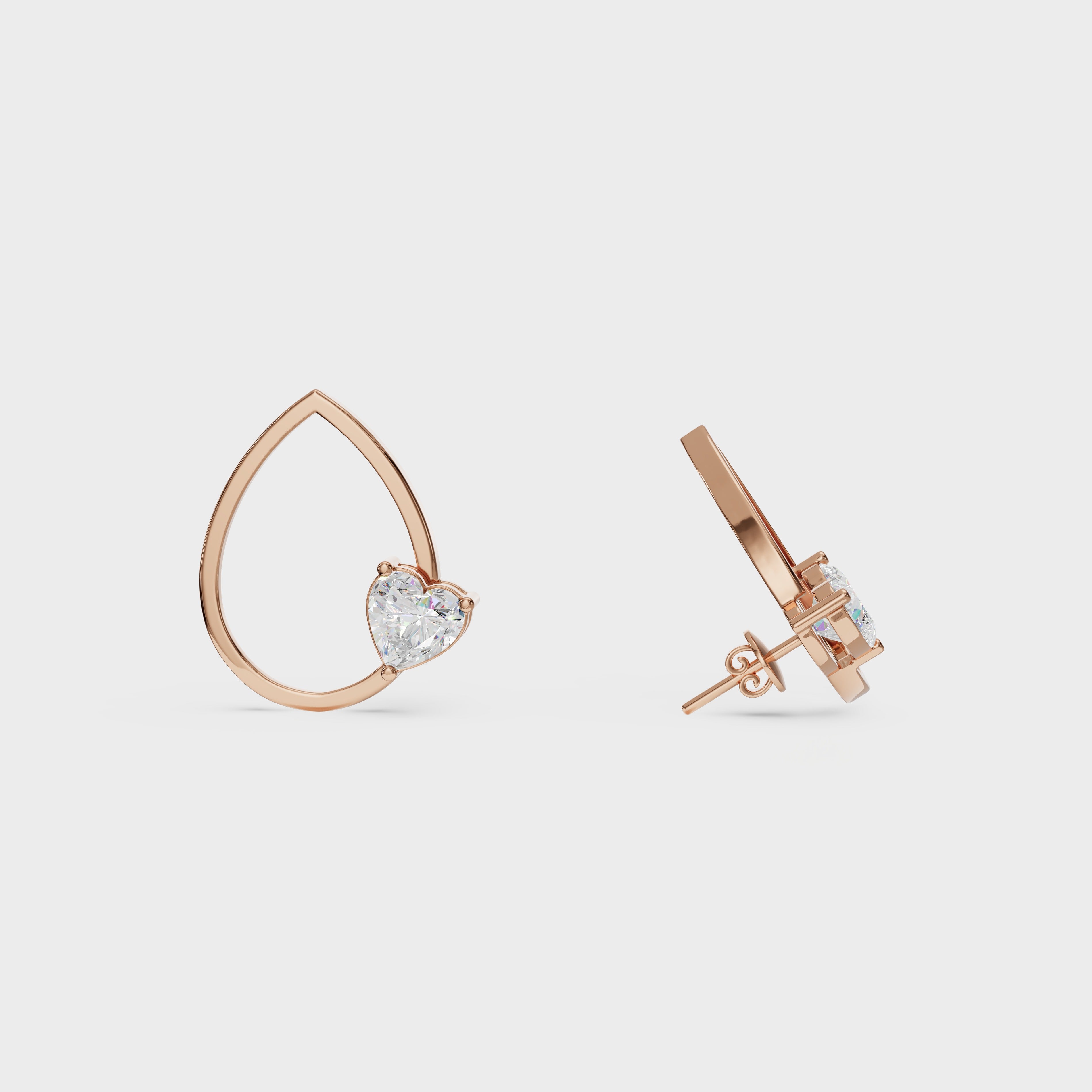Heart in Teardrop Stud Earring