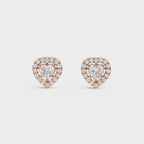 Heart Cut Halo Stud Earrings