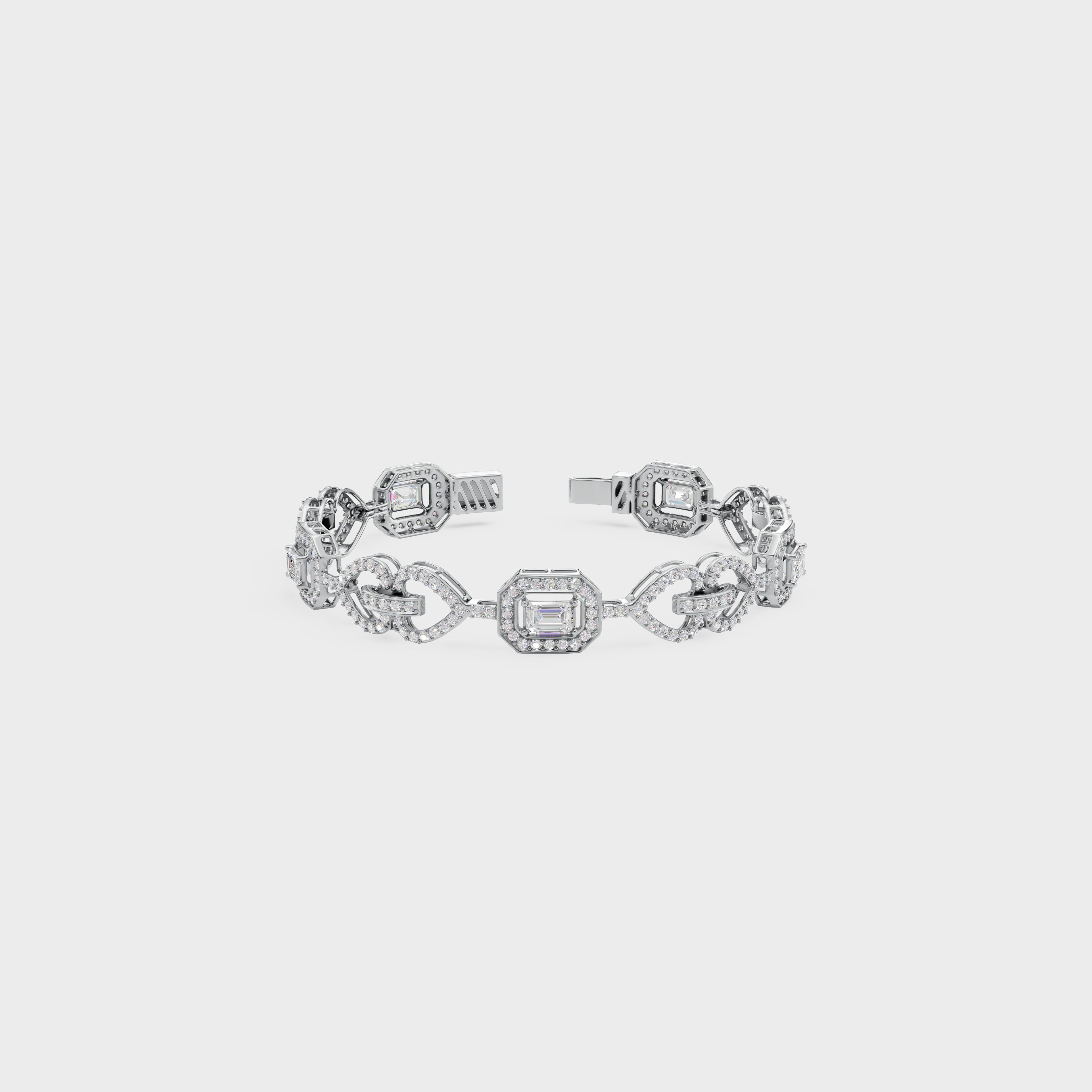 Luminous Heart Chain Emerald Cut Bracelet