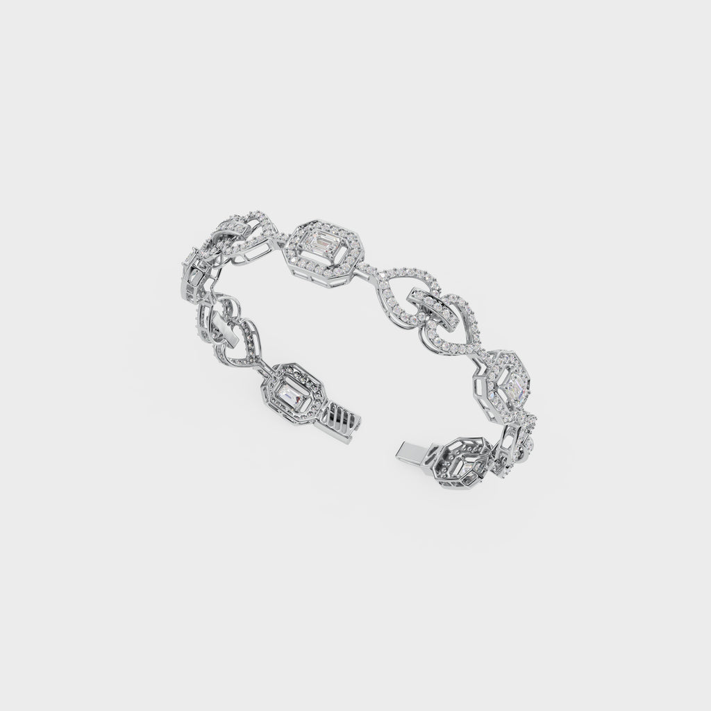 Luminous Heart Chain Emerald Cut Bracelet