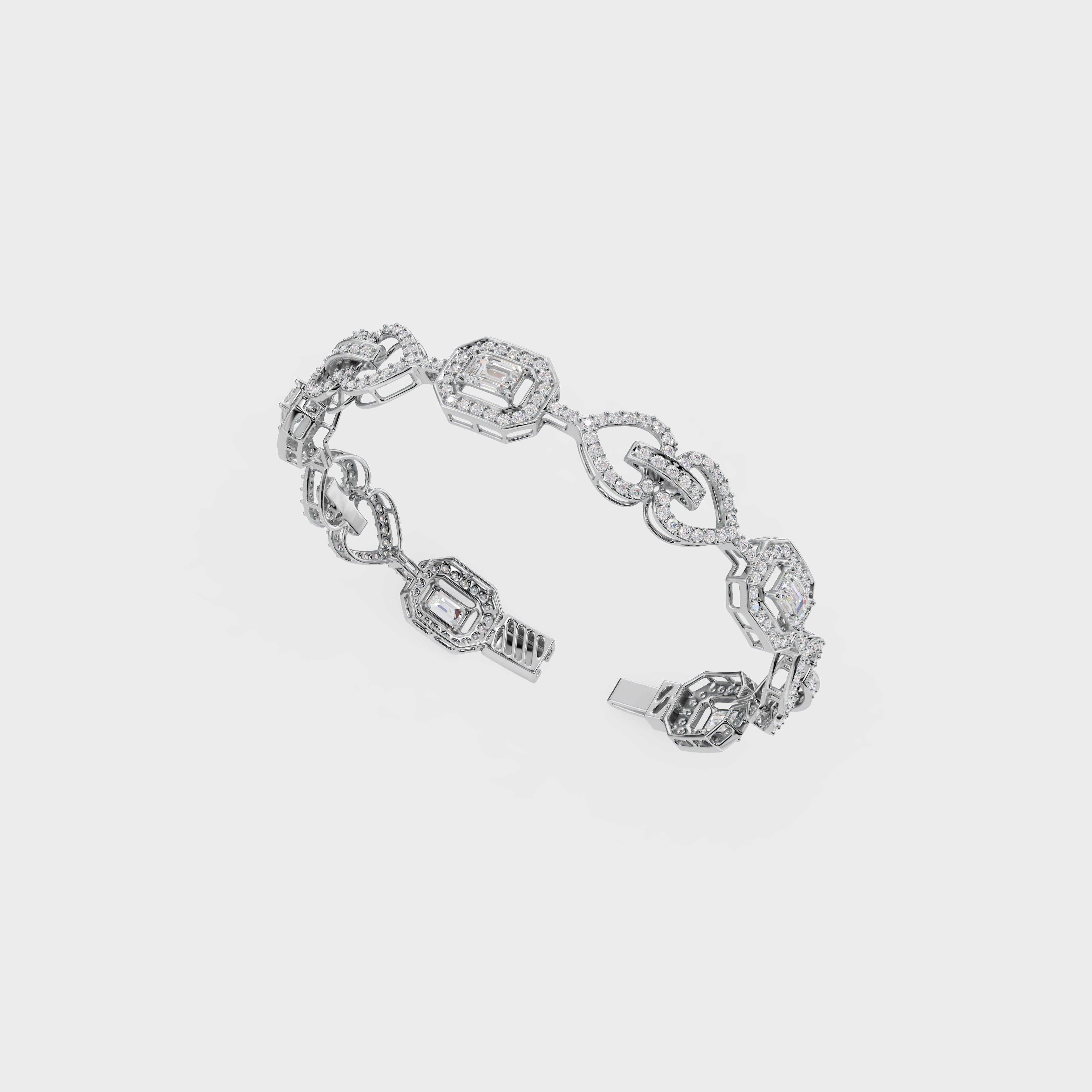 Luminous Heart Chain Emerald Cut Bracelet