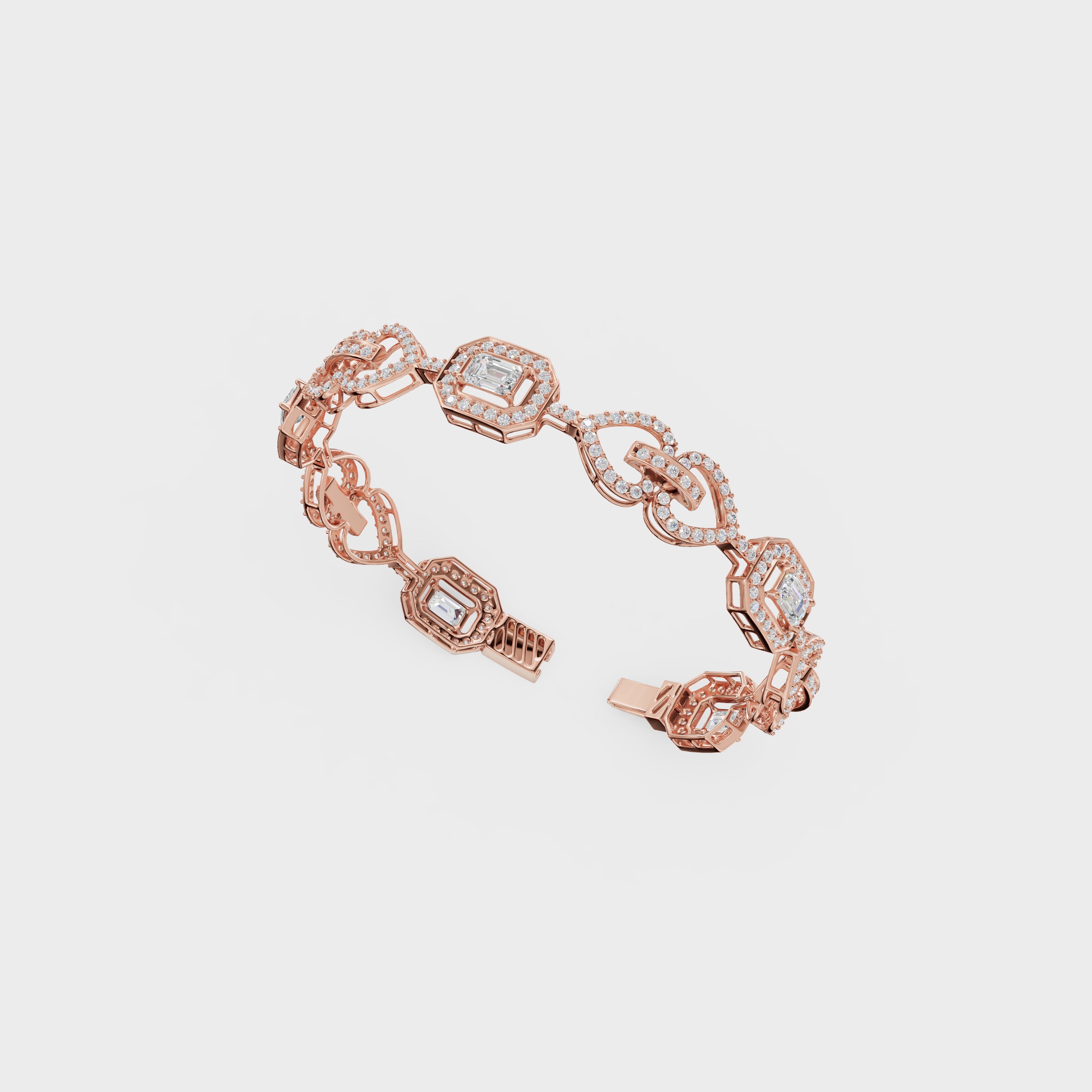 Luminous Heart Chain Emerald Cut Bracelet