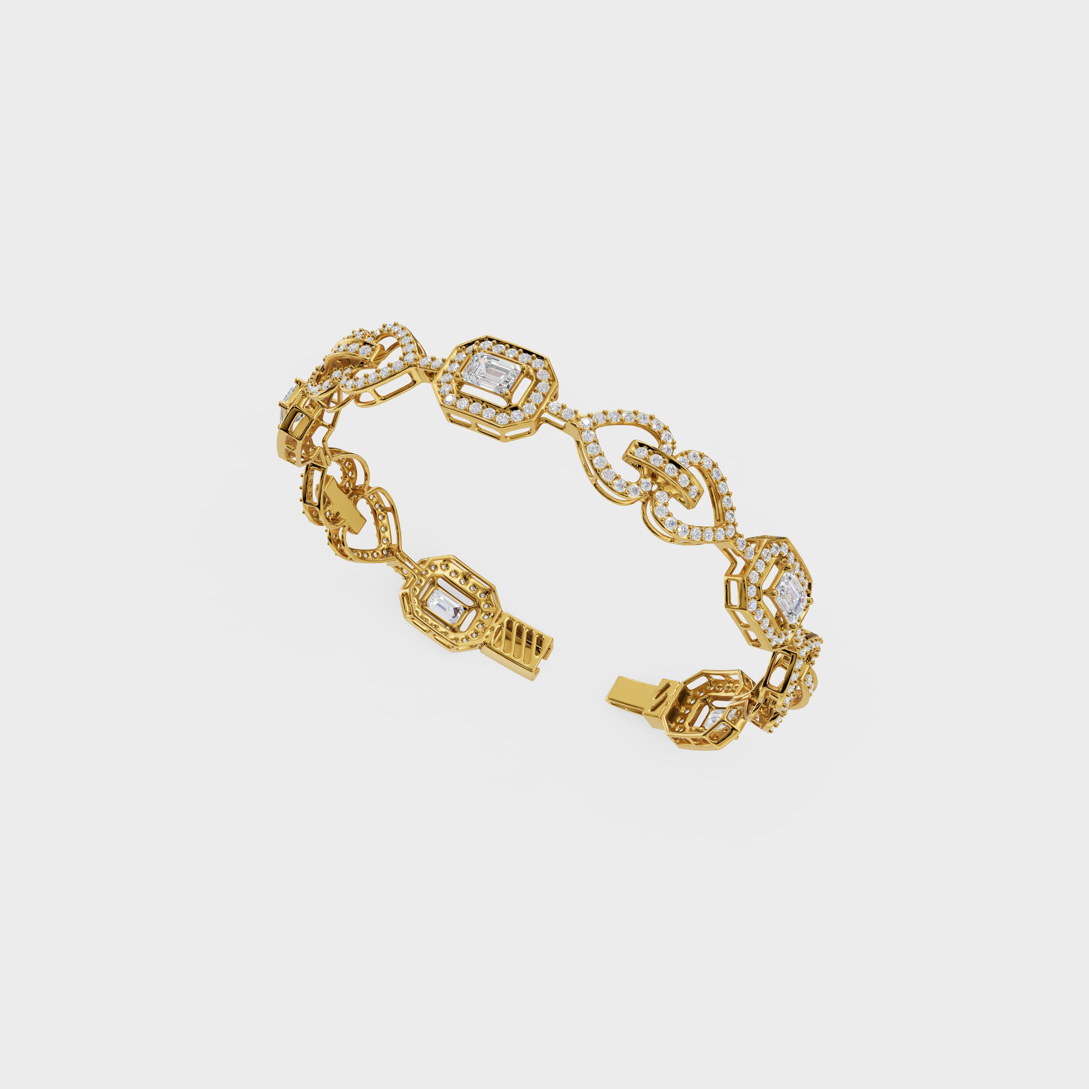 Luminous Heart Chain Emerald Cut Bracelet