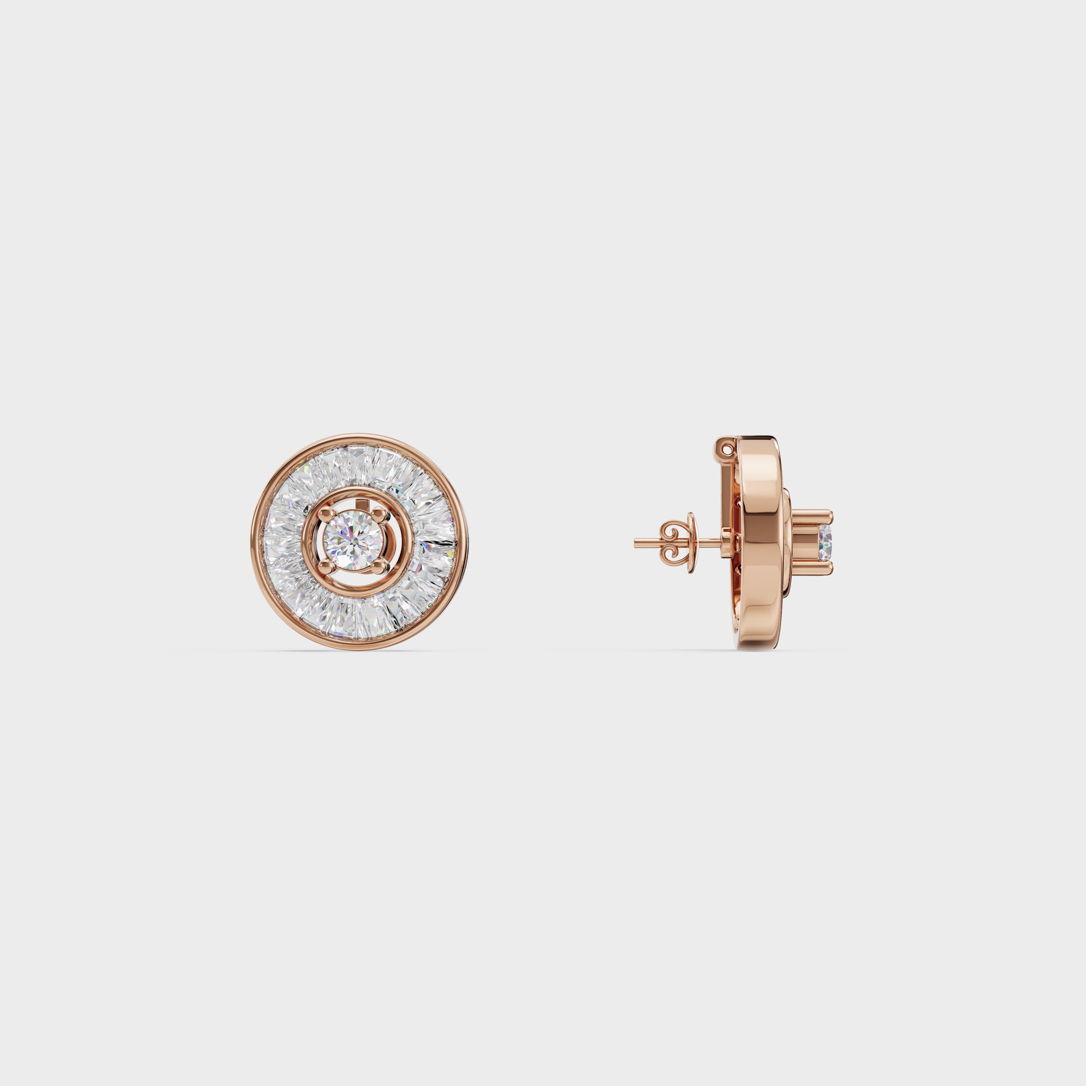 Radial Baguette Diamond Studs Earrings