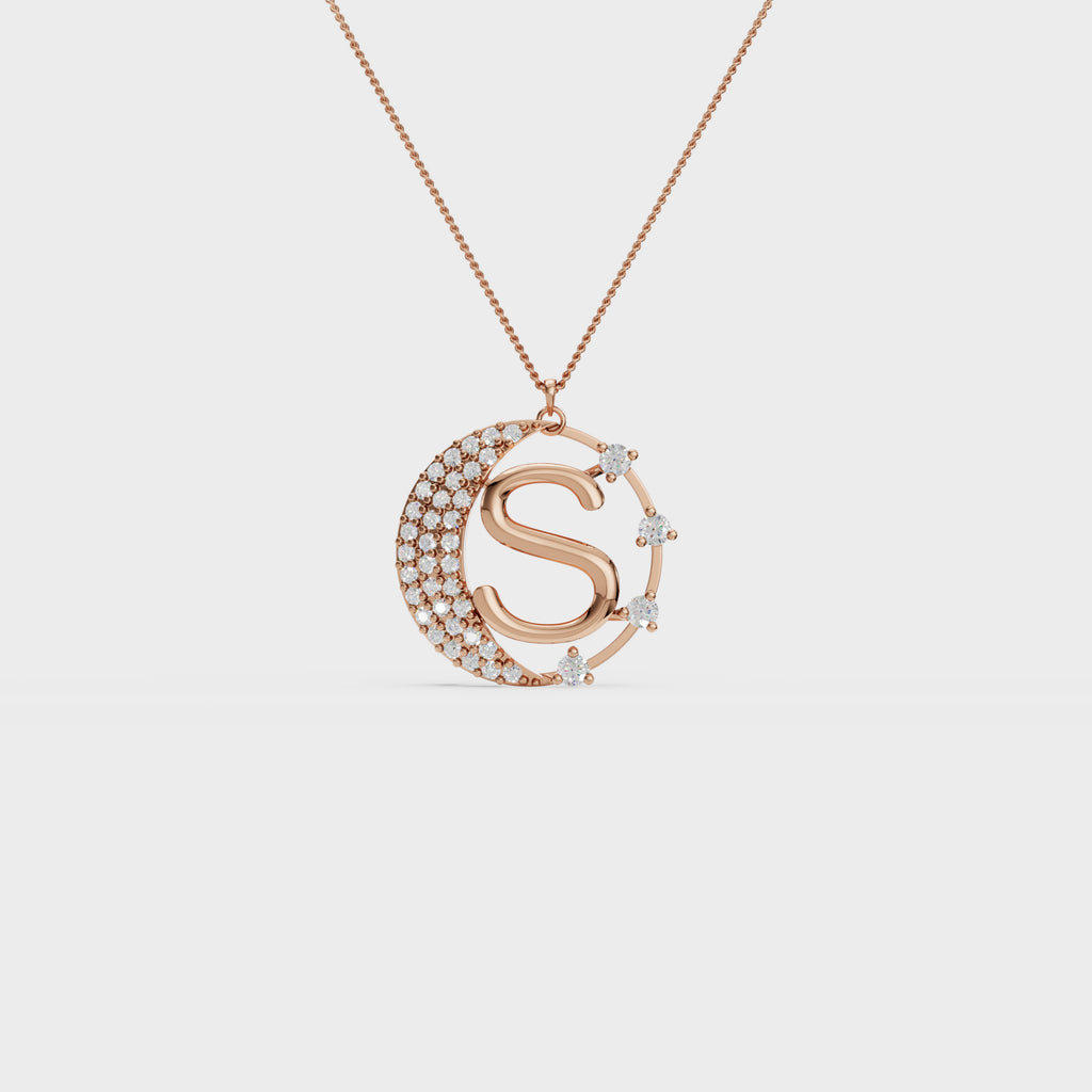 Crescent S Intial Pendant