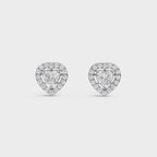 Heart Cut Halo Stud Earrings
