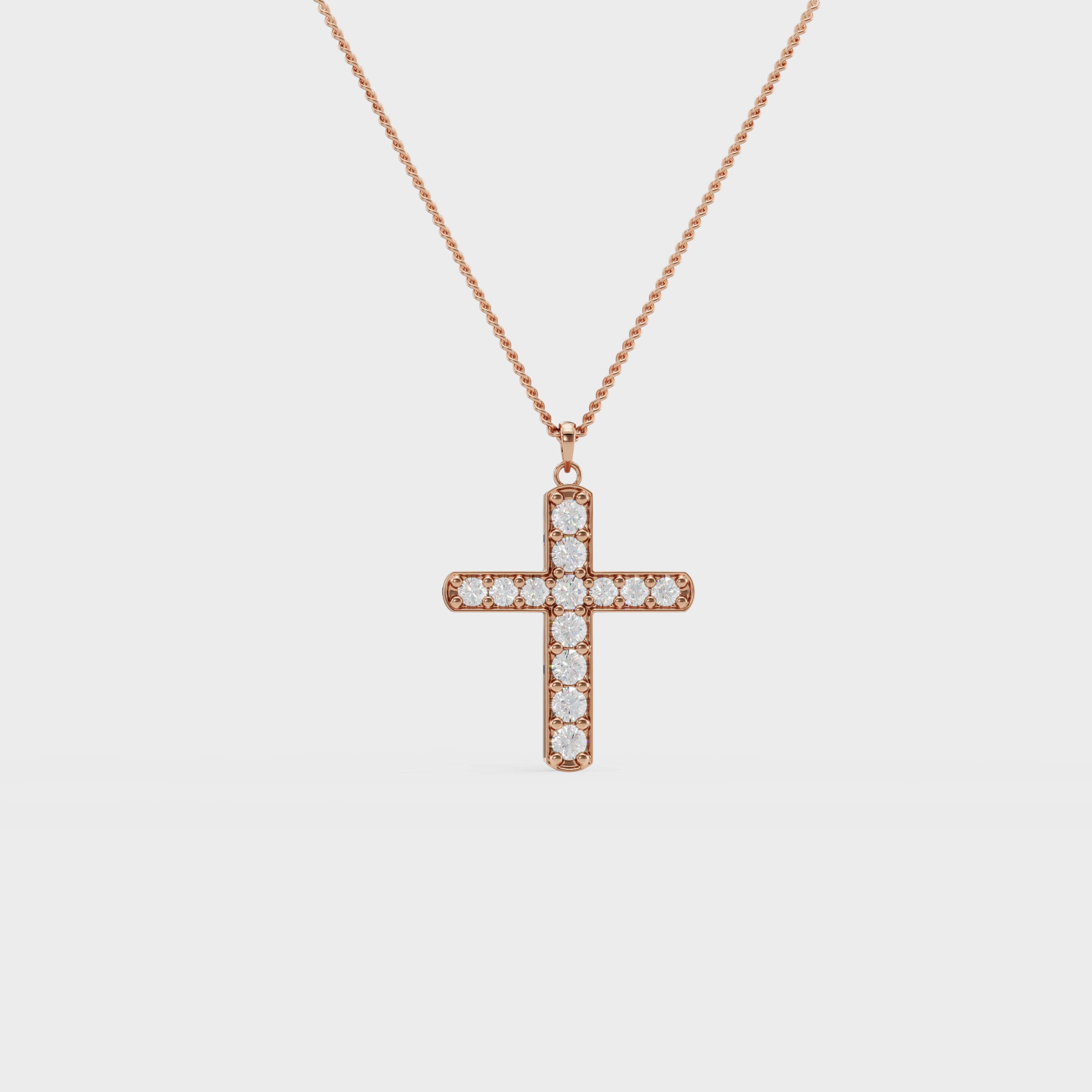 Christian Cross Round Diamond Pendant