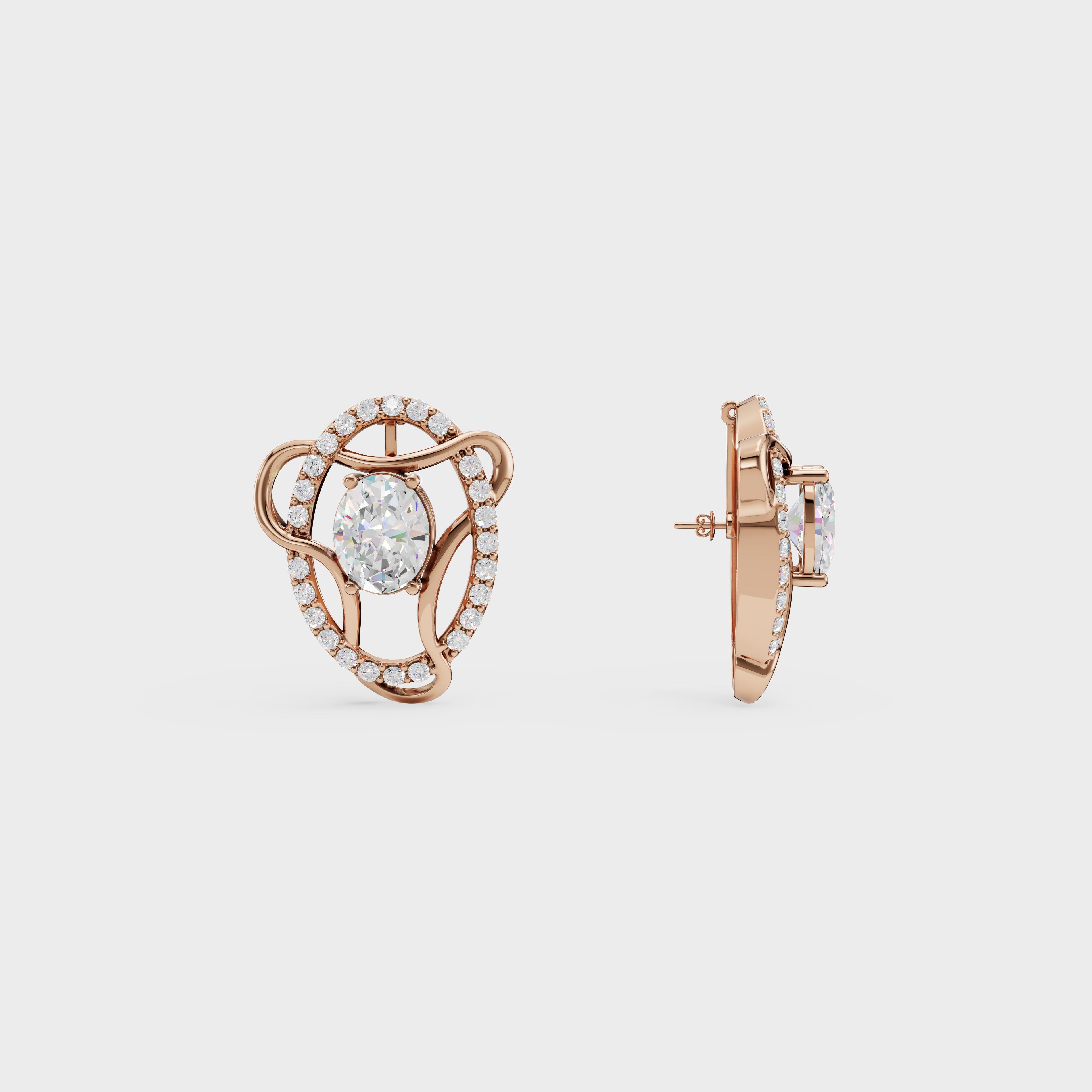 Diamond Swirl Halo Earrings