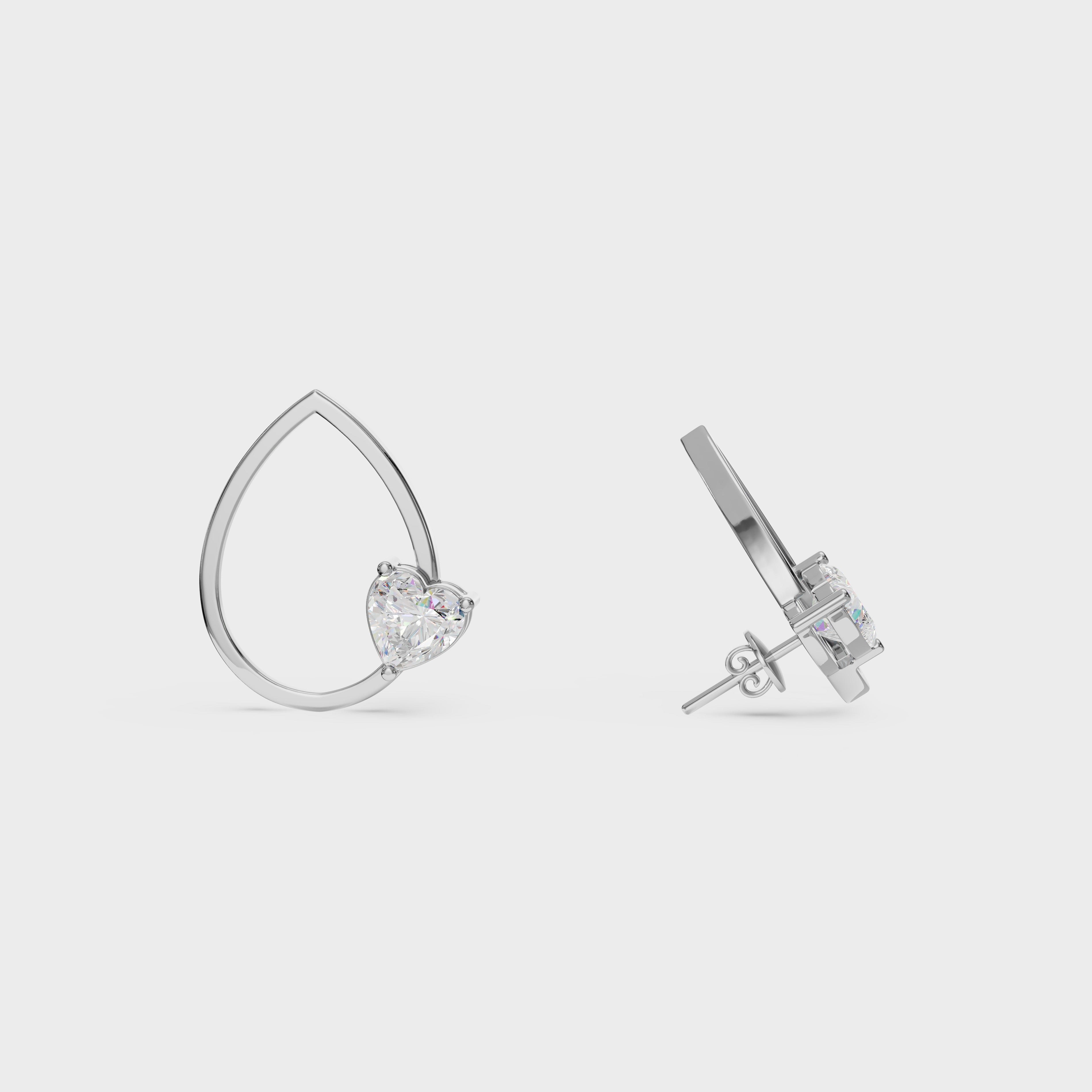 Heart in Teardrop Stud Earring