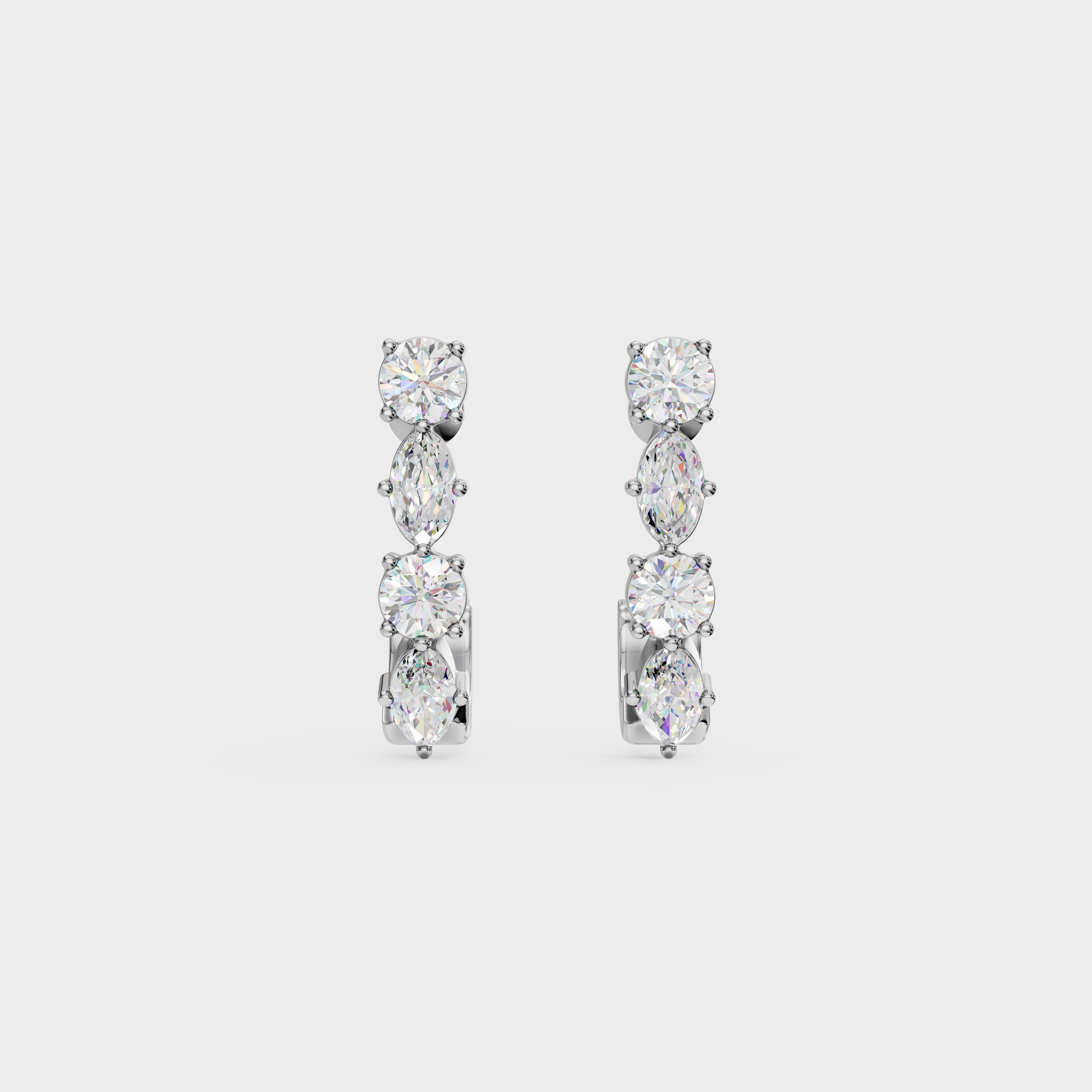 Round & Marquise Diamond Hoops