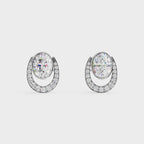 Oval & Pave Crescent Stud Earrings