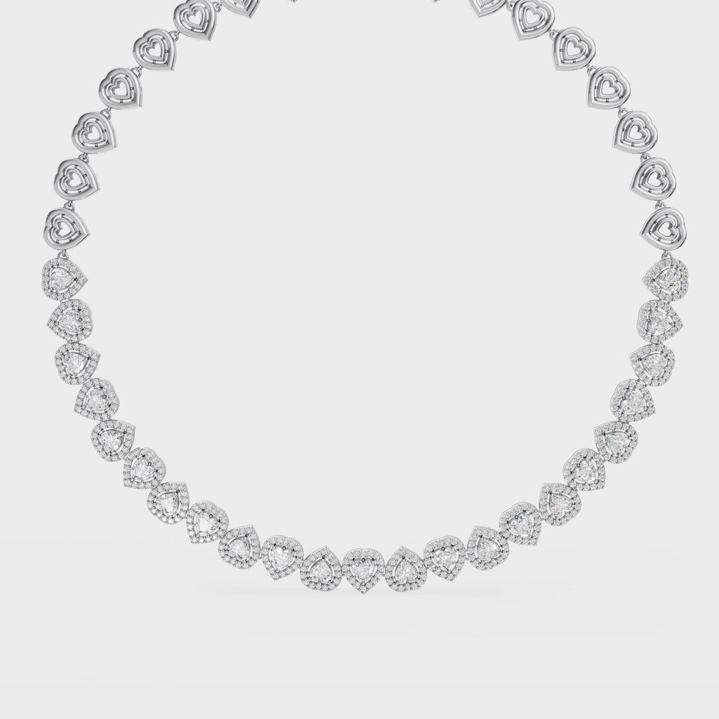 Heartline Glow Necklace With Halo studs