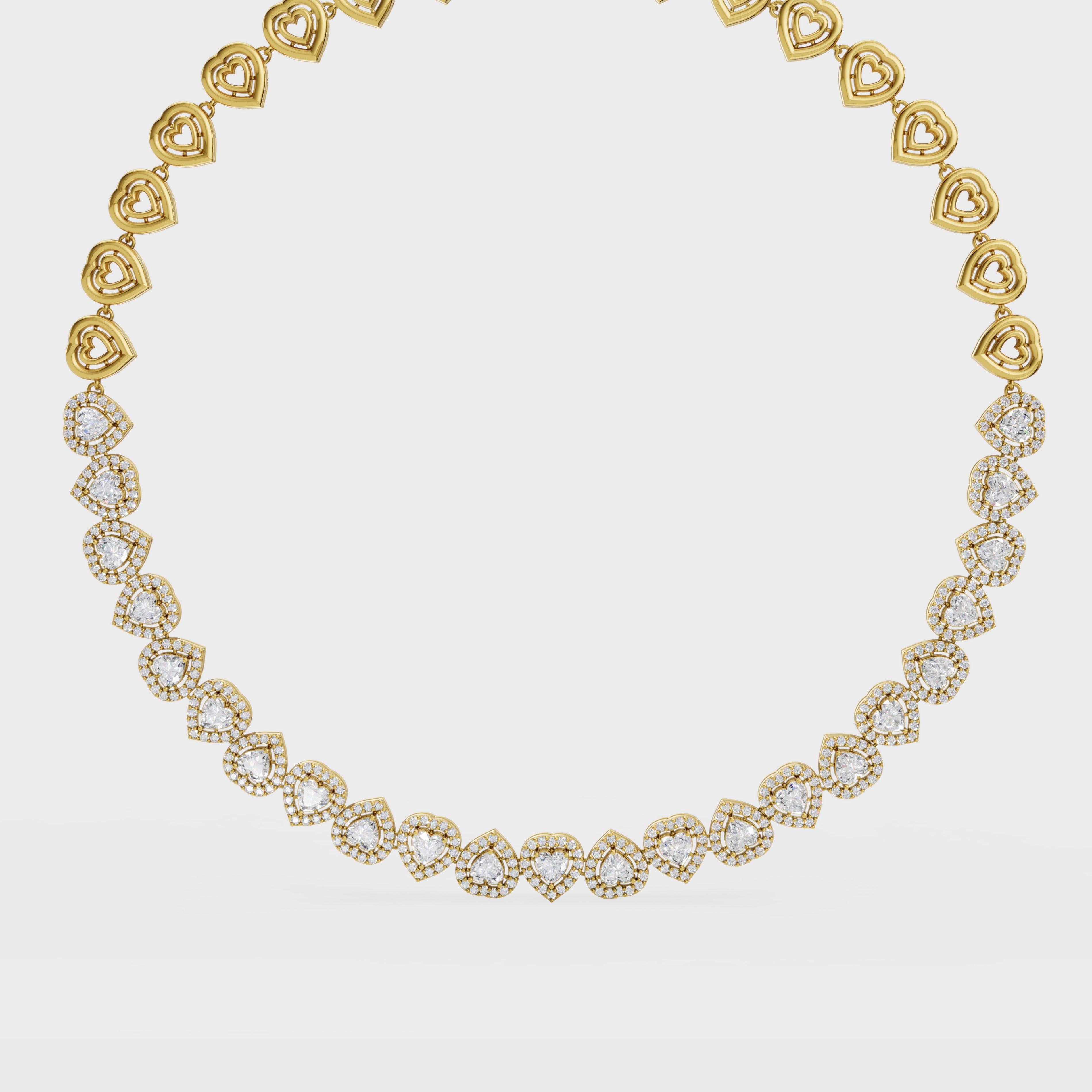 Heartline Glow Necklace With Halo studs