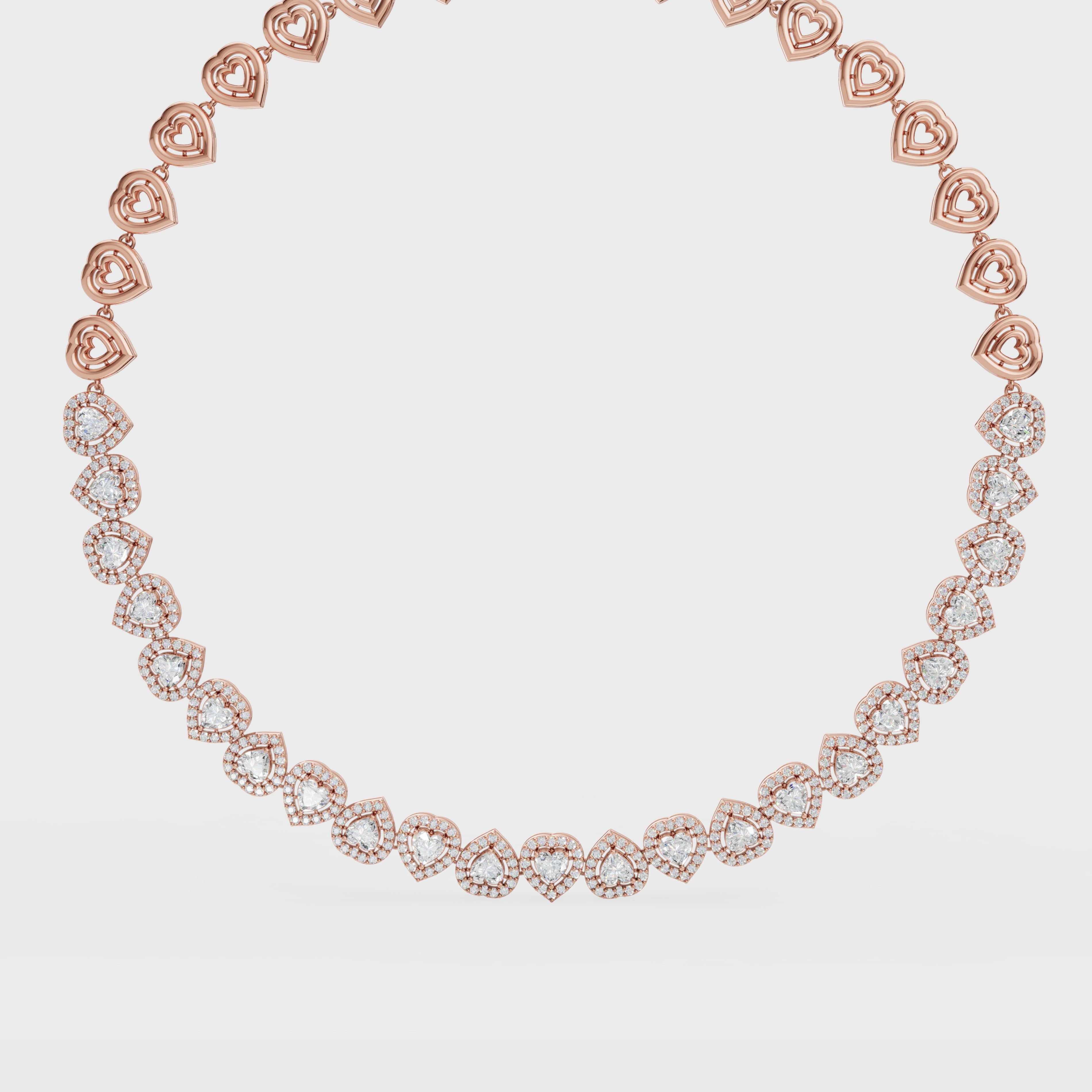 Heartline Glow Necklace With Halo studs