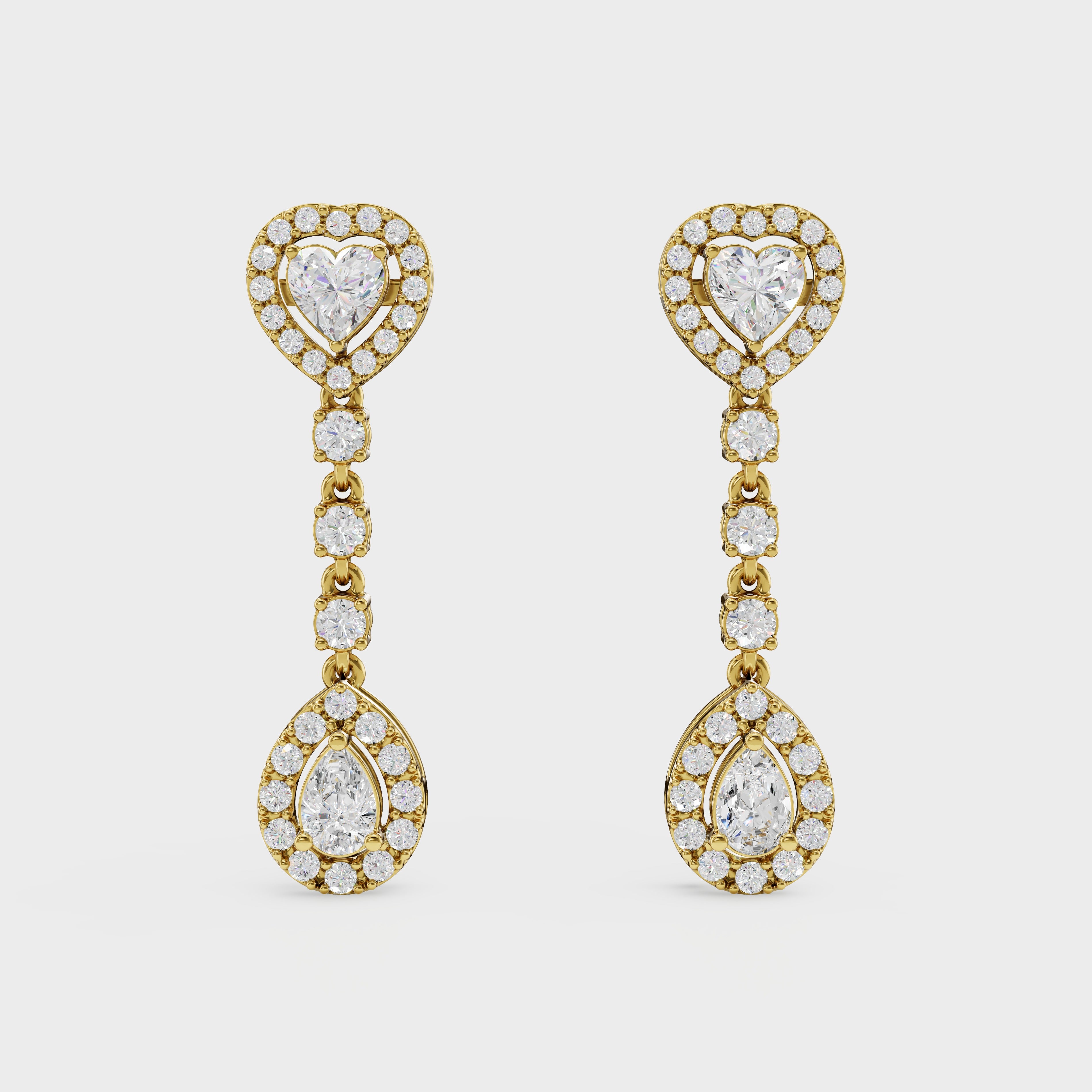 Heart and pear drop danglers