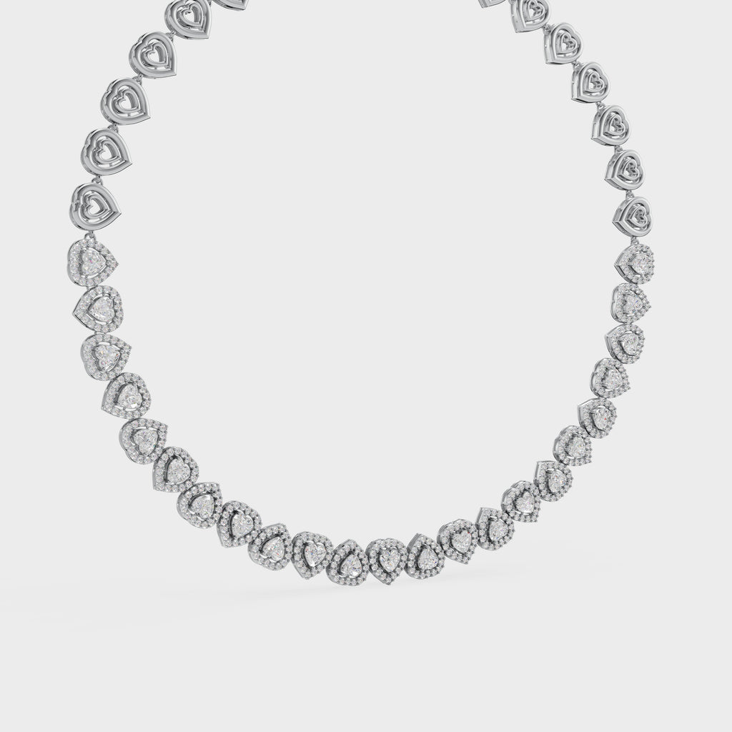 Heartline Glow Necklace With Halo studs