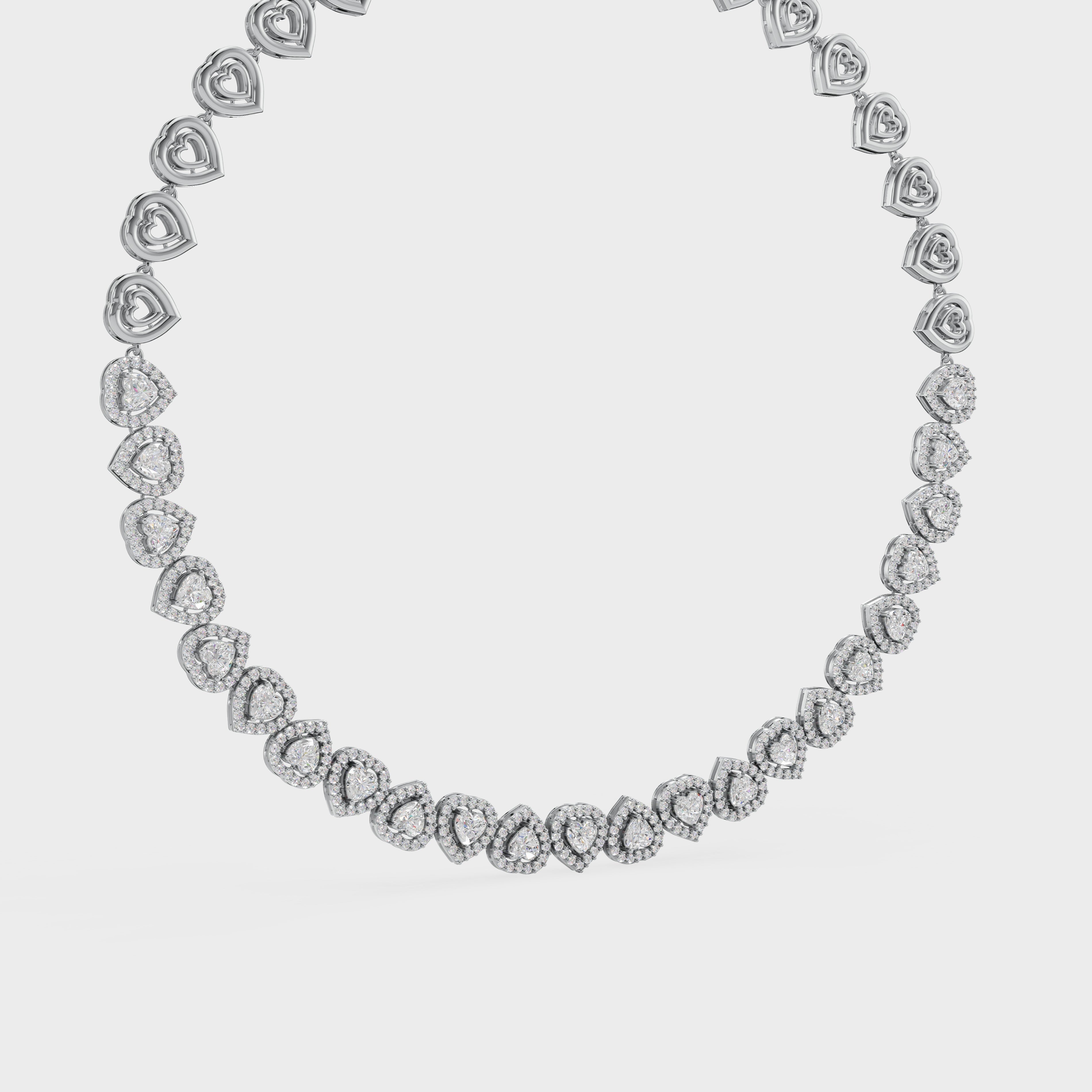 Heartline Glow Necklace With Halo studs