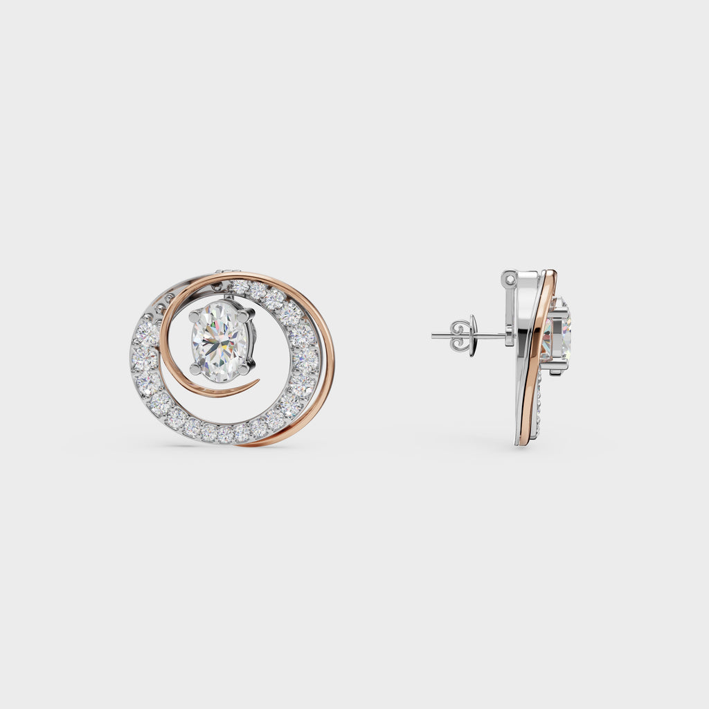 2 in One Oval cut stud & Earrings