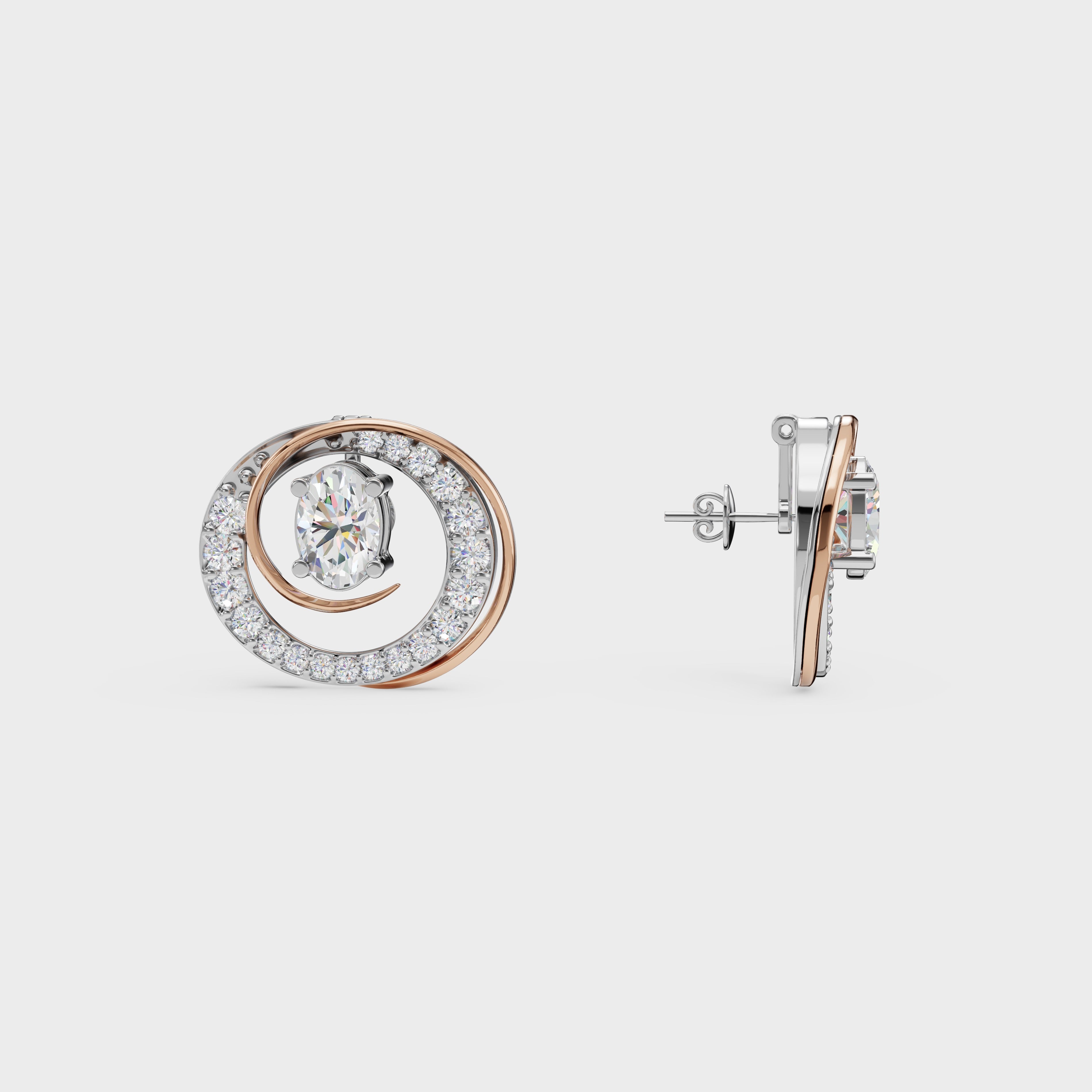 2 in One Oval cut stud & Earrings