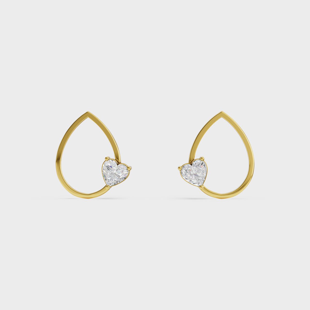 Heart in Teardrop Stud Earring