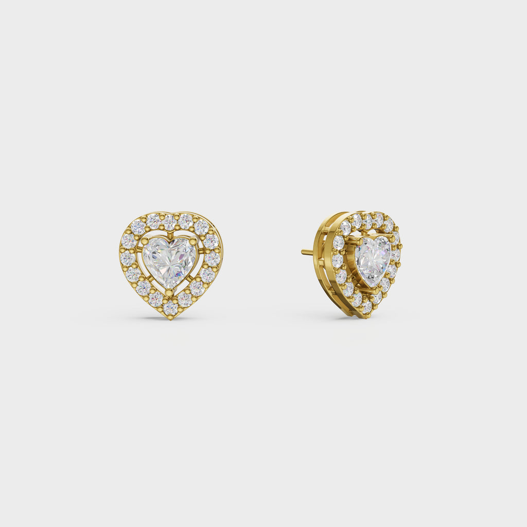 Heart Cut Halo Stud Earrings