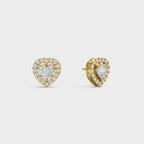 Heart Cut Halo Stud Earrings