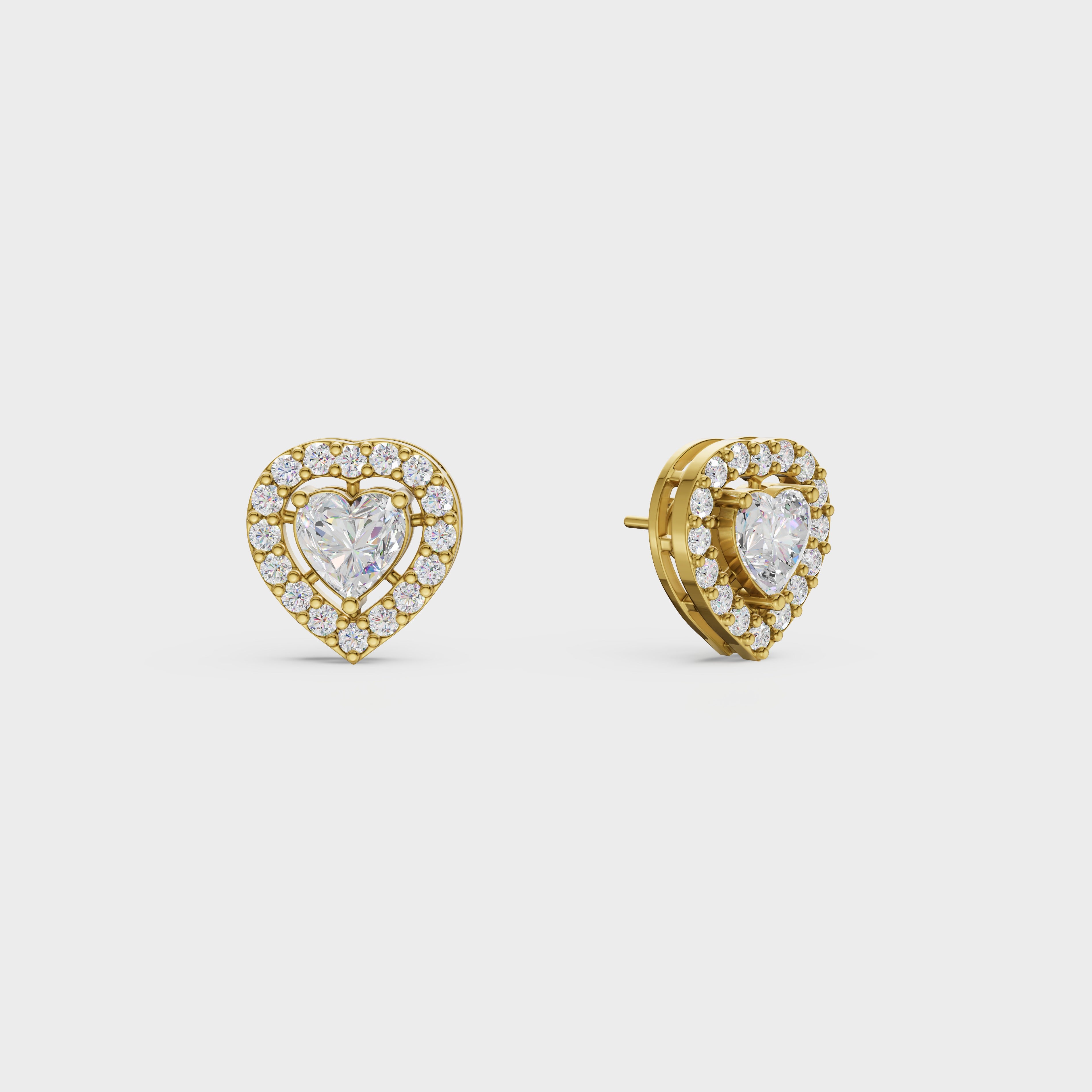 Heart Cut Halo Stud Earrings