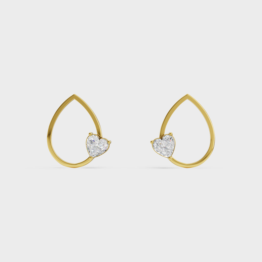 Heart in Teardrop Stud Earring