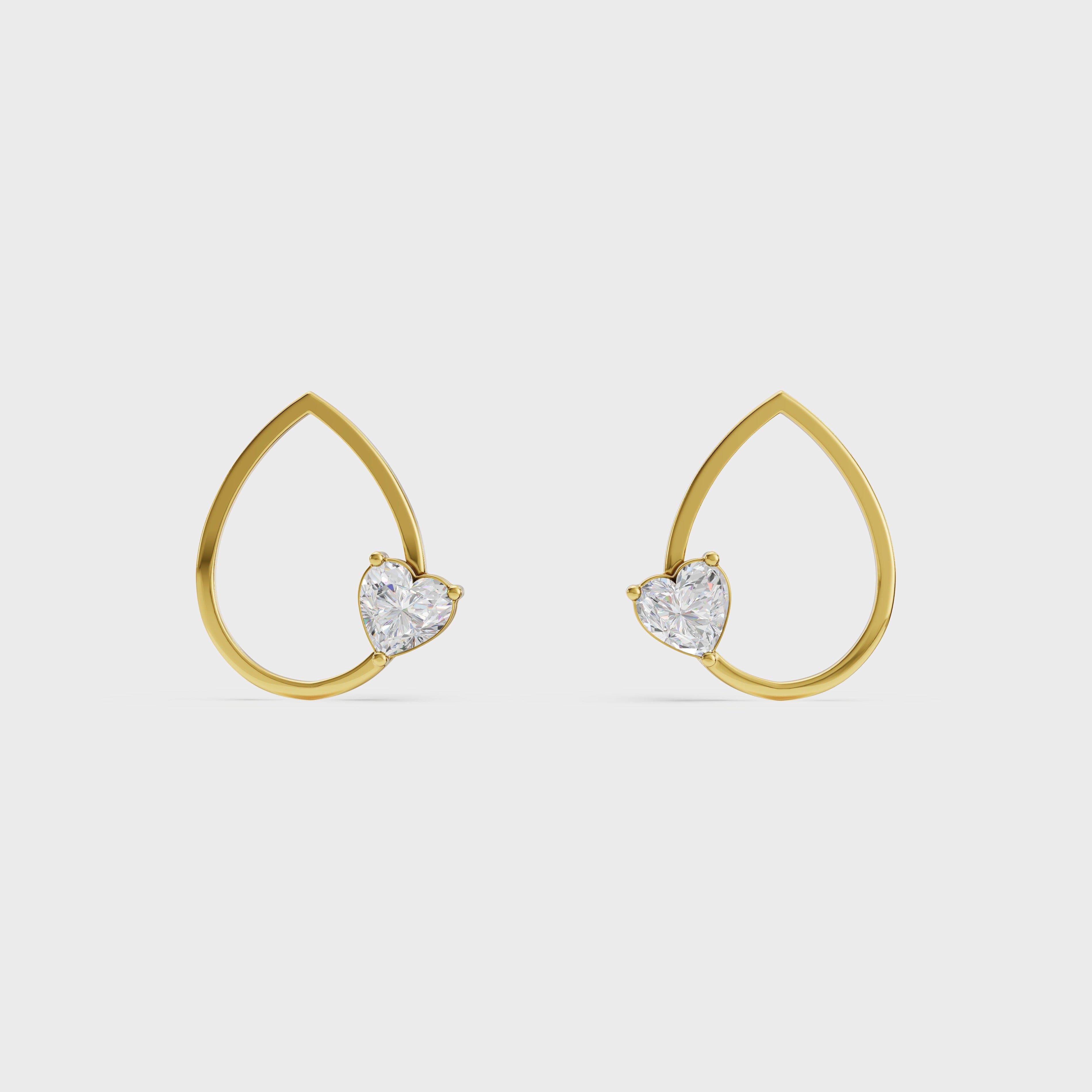 Heart in Teardrop Stud Earring