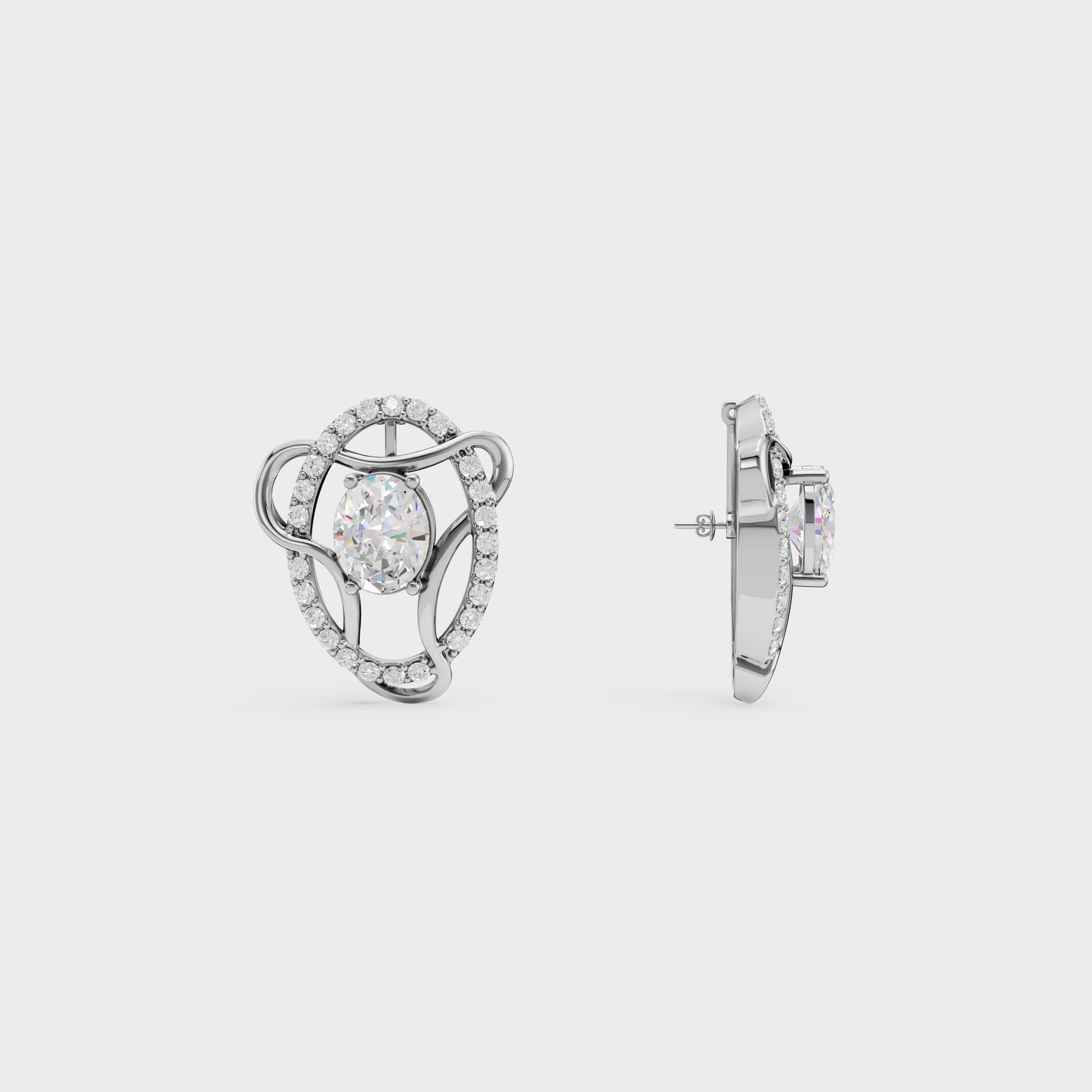 Diamond Swirl Halo Earrings