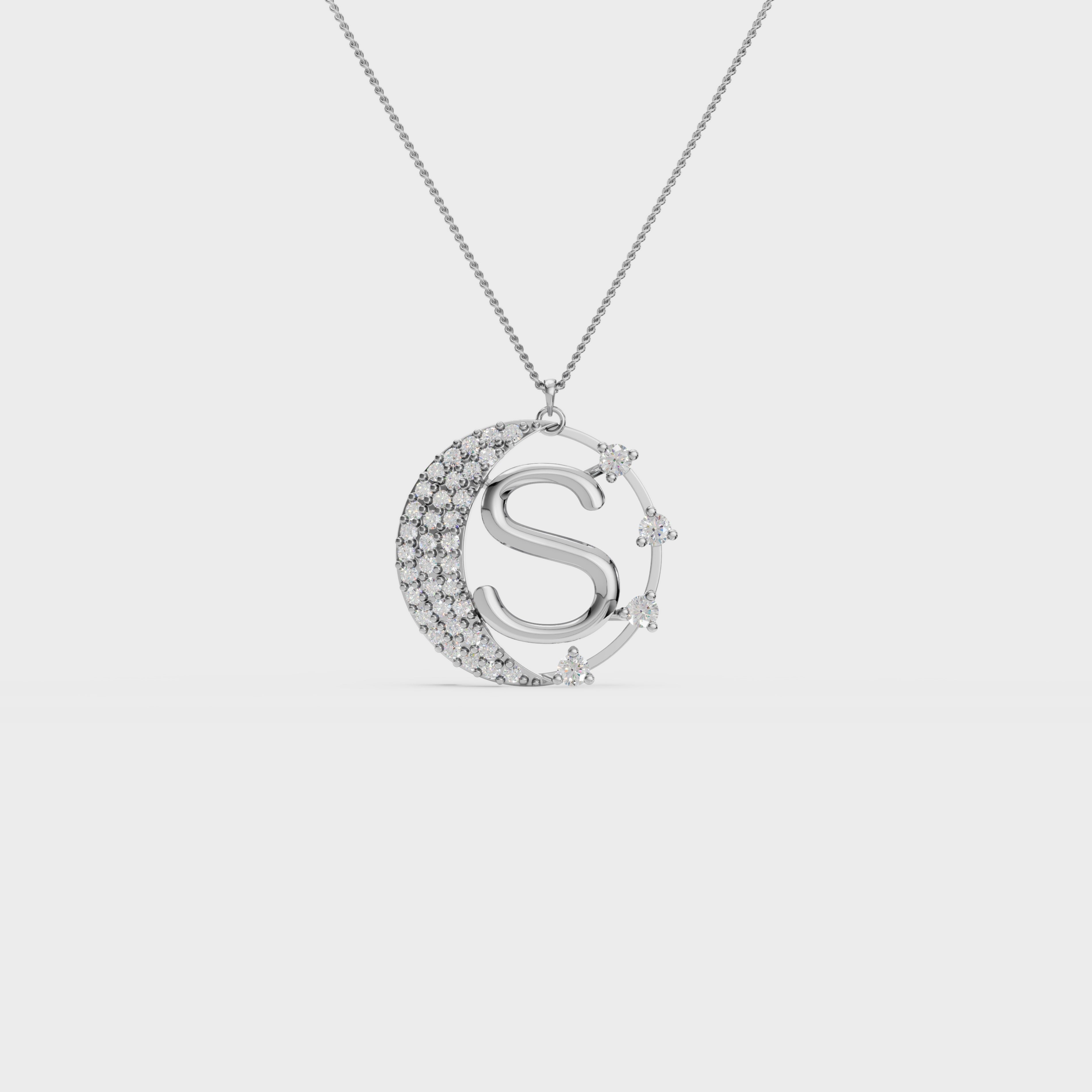 Crescent S Intial Pendant