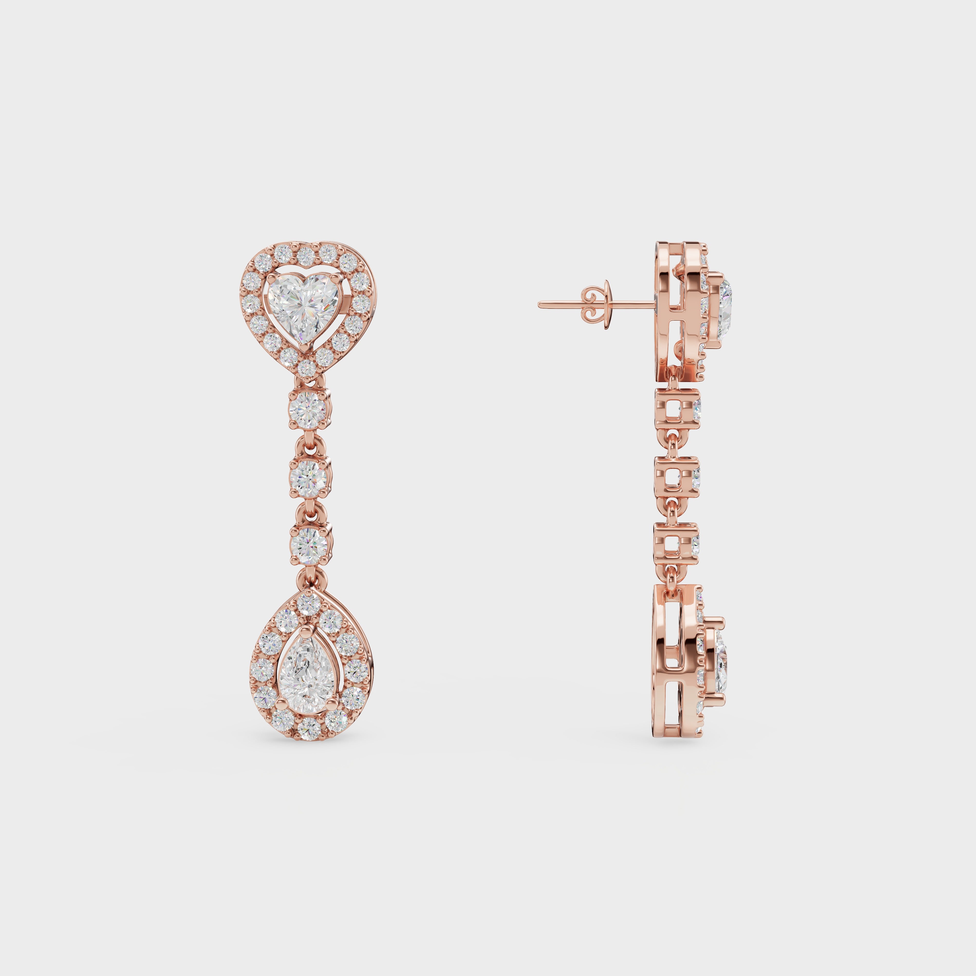 Heart and pear drop danglers