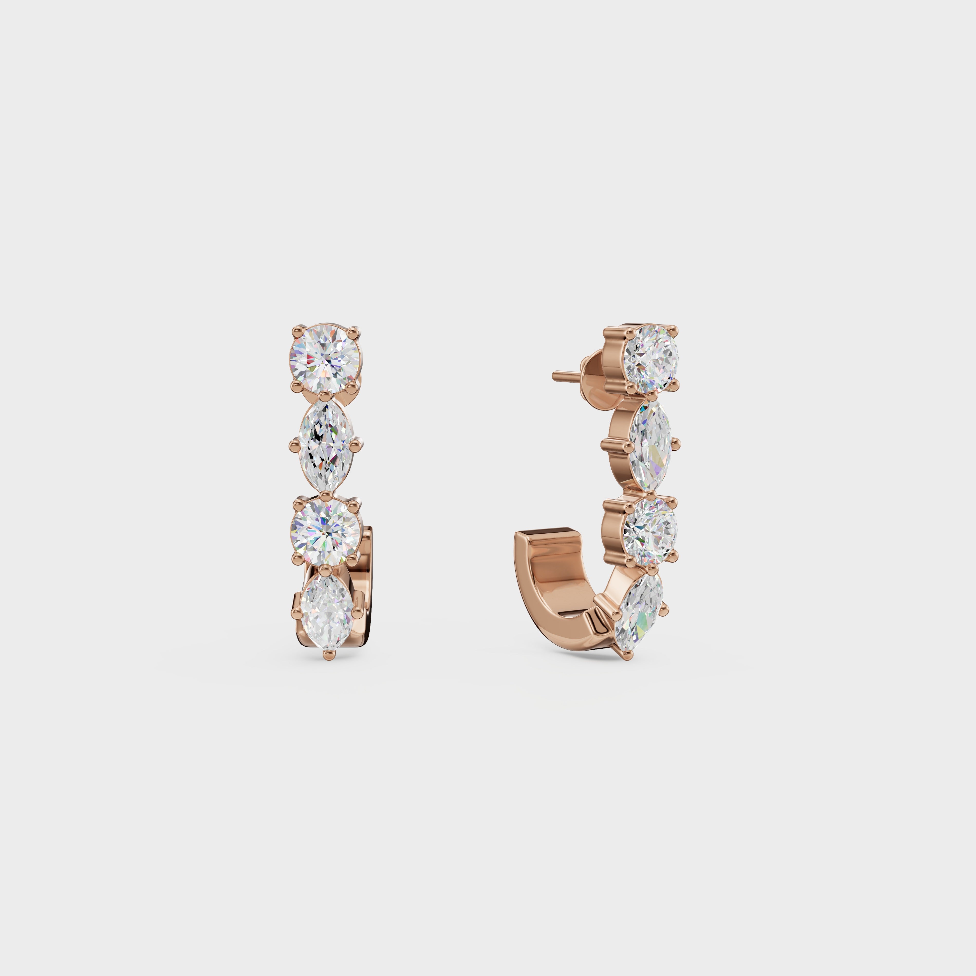 Round & Marquise Diamond Hoops