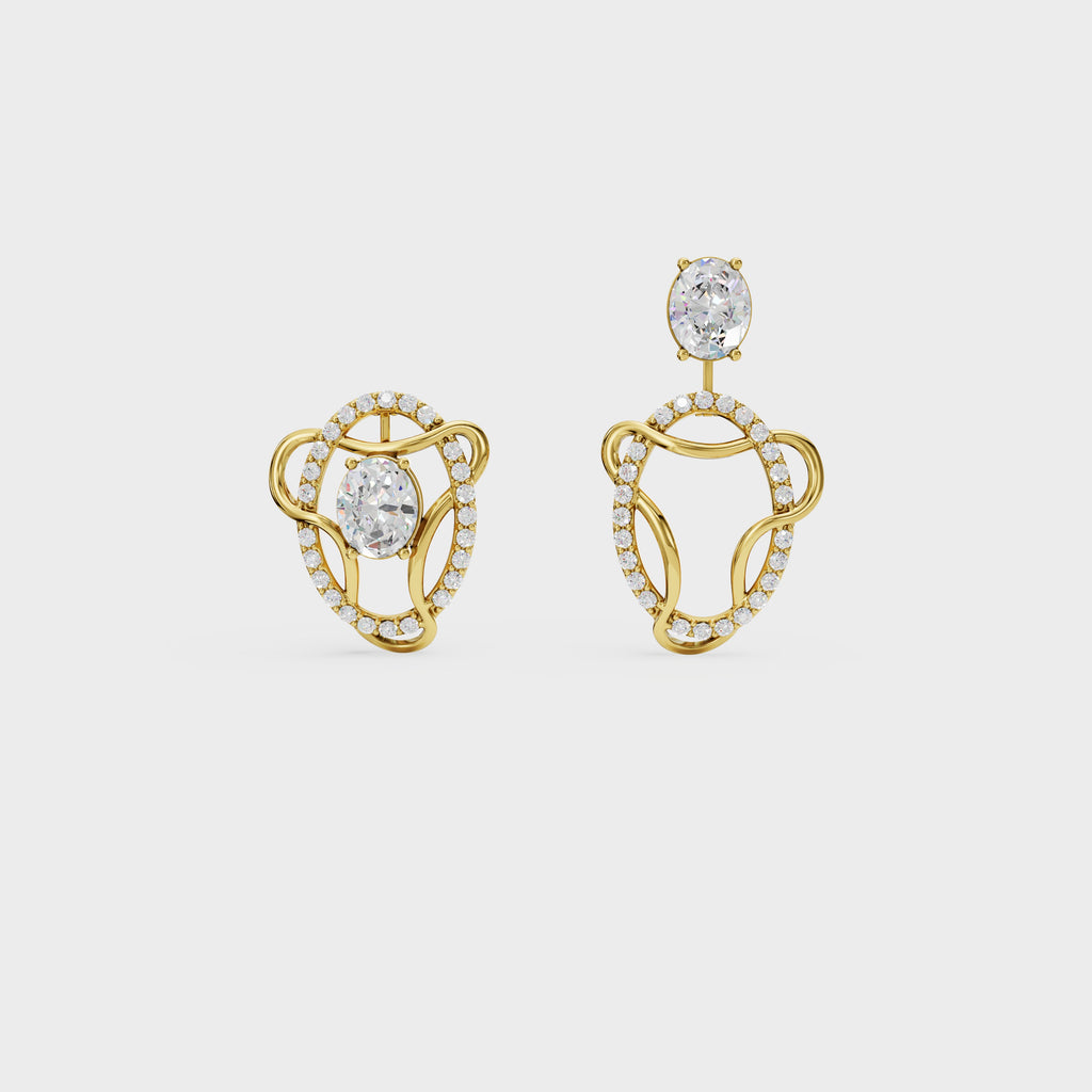 Diamond Swirl Halo Earrings
